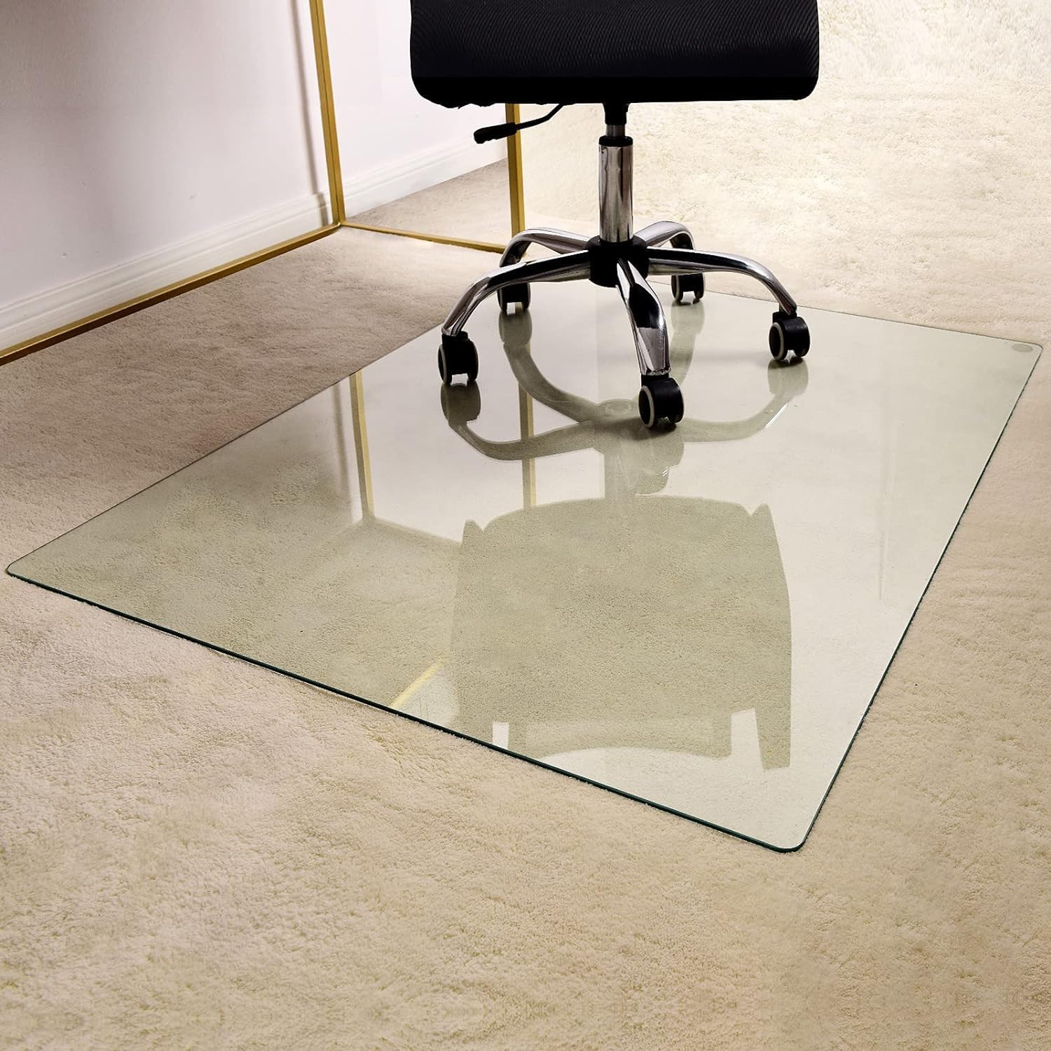 GLSLAND 36" x 46" Tempered Glass Chair Mat Heavy-Duty Floor Protector for Carpet & Hard Floors Scratch-Resistant Clear Office Mat 1/6" Clear 36" x 46" Clear