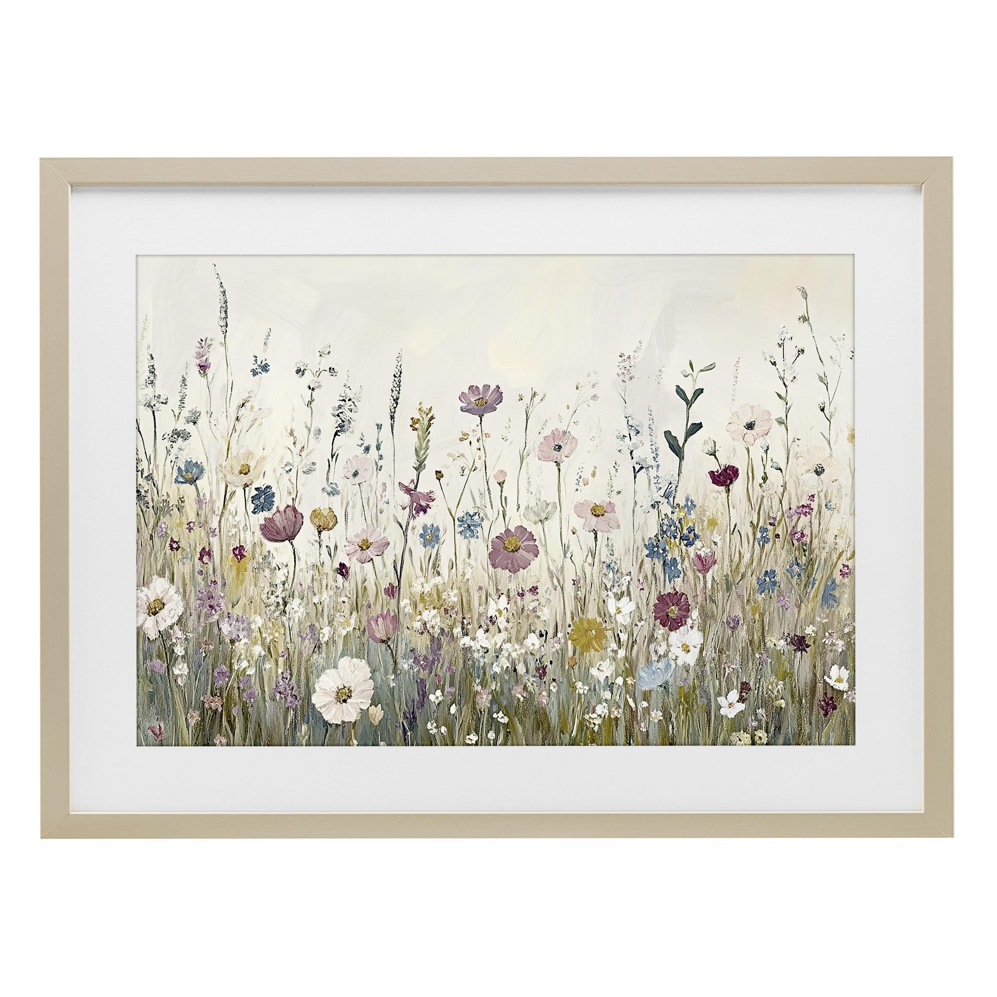 Stupell Industries Harvest Pine (Textured) 'Spring Blooms Pastoral Meadow'| Framed Print Under Glass
