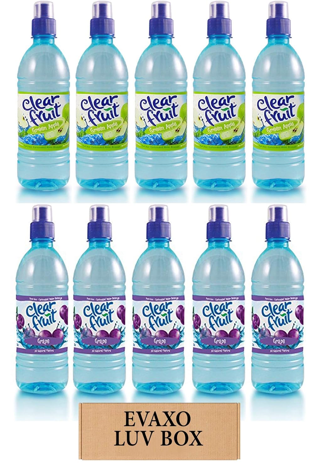 LUV BOX - Variety Clear Fruit Water Sport 16.9 Oz Bottles,Pack of 10,Grape,Green Apple by evaxo