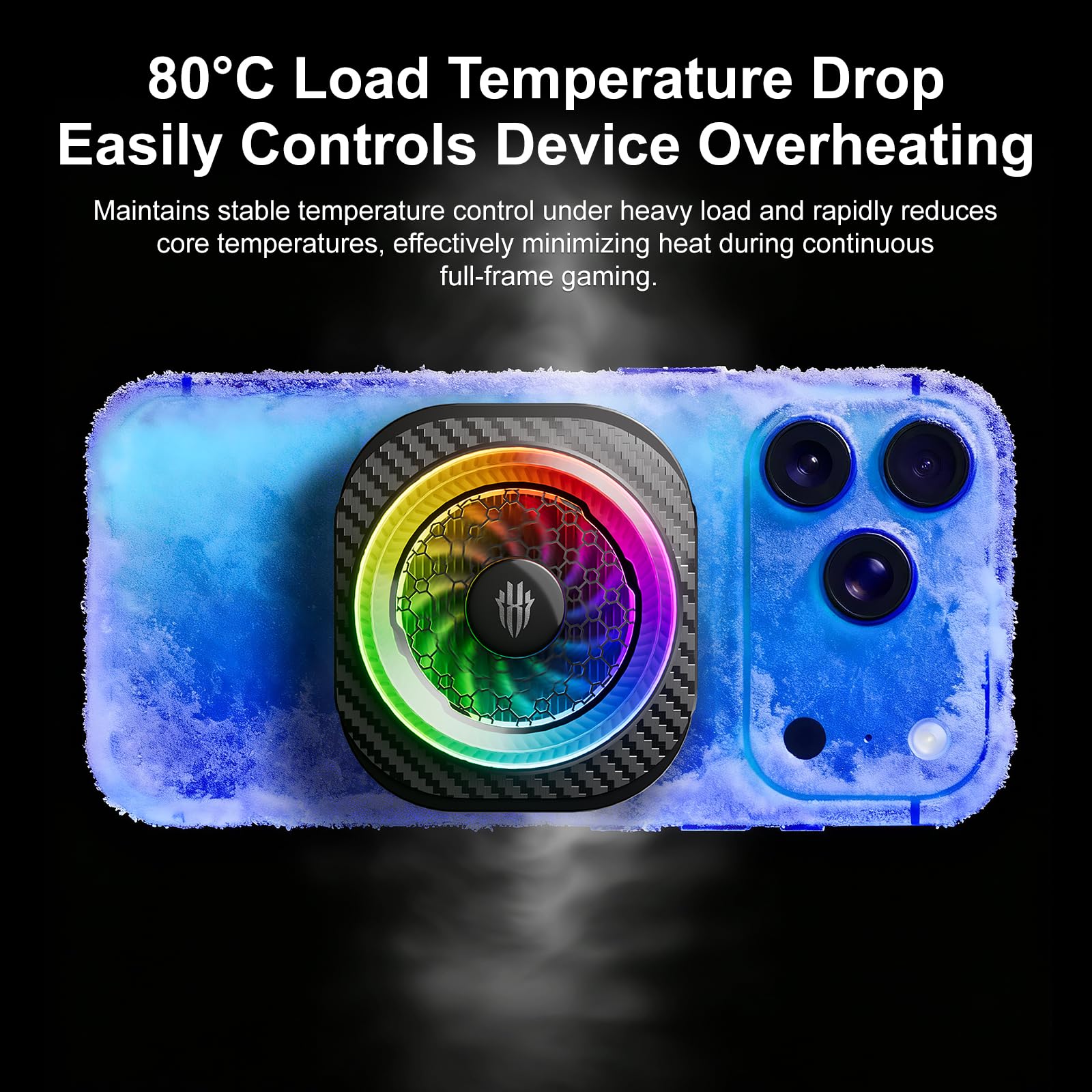 REDMAGIC 8 Pro Chłodnica Magnetyczna do Telefonu do Gier, Transmisji Strumieniowej, Wentylator Chłodzący do Telefonu o Mocy 36W, Kompatybilna z Serią Magnetyczną iPhone, Android, iPad oraz Tabletami | Wentylator telefonu 36 W z oświetleniem RGB Mobilna ch
