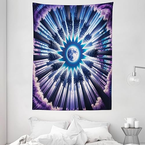 Miniatura 414 de Ambesonne Tapiz gótico, patio con hiedra encantada en la puerta antigua al bosque, colgante de pared ancho para dormitorio, sala de estar, 2-Verde