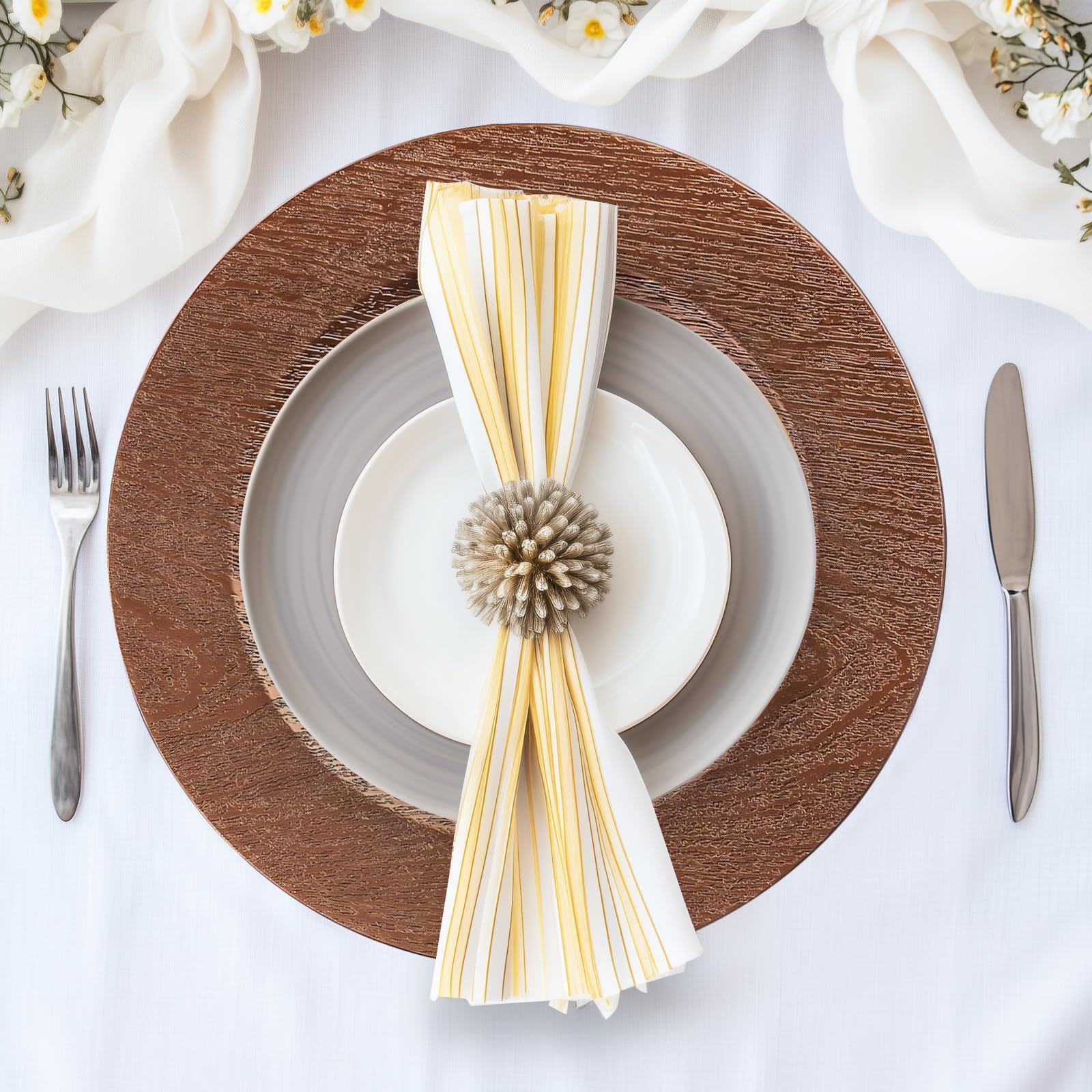 Snapklik.com : Round Charger Plates Set Of 6, 13 Inch Brown Charger For ...