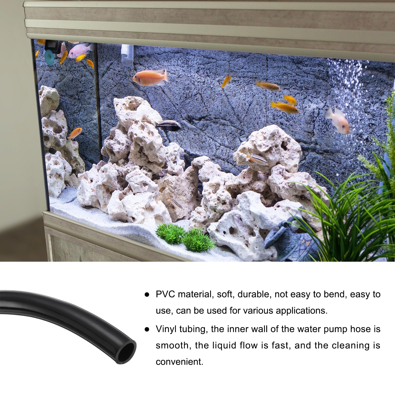 Rebower 3.3ft 15.9mm x 22.2mm Black Plastic PVC Tubing Flexible Vinyl Tube, [for Garden Irrigation Water Hose, Fish Tank - Image 3