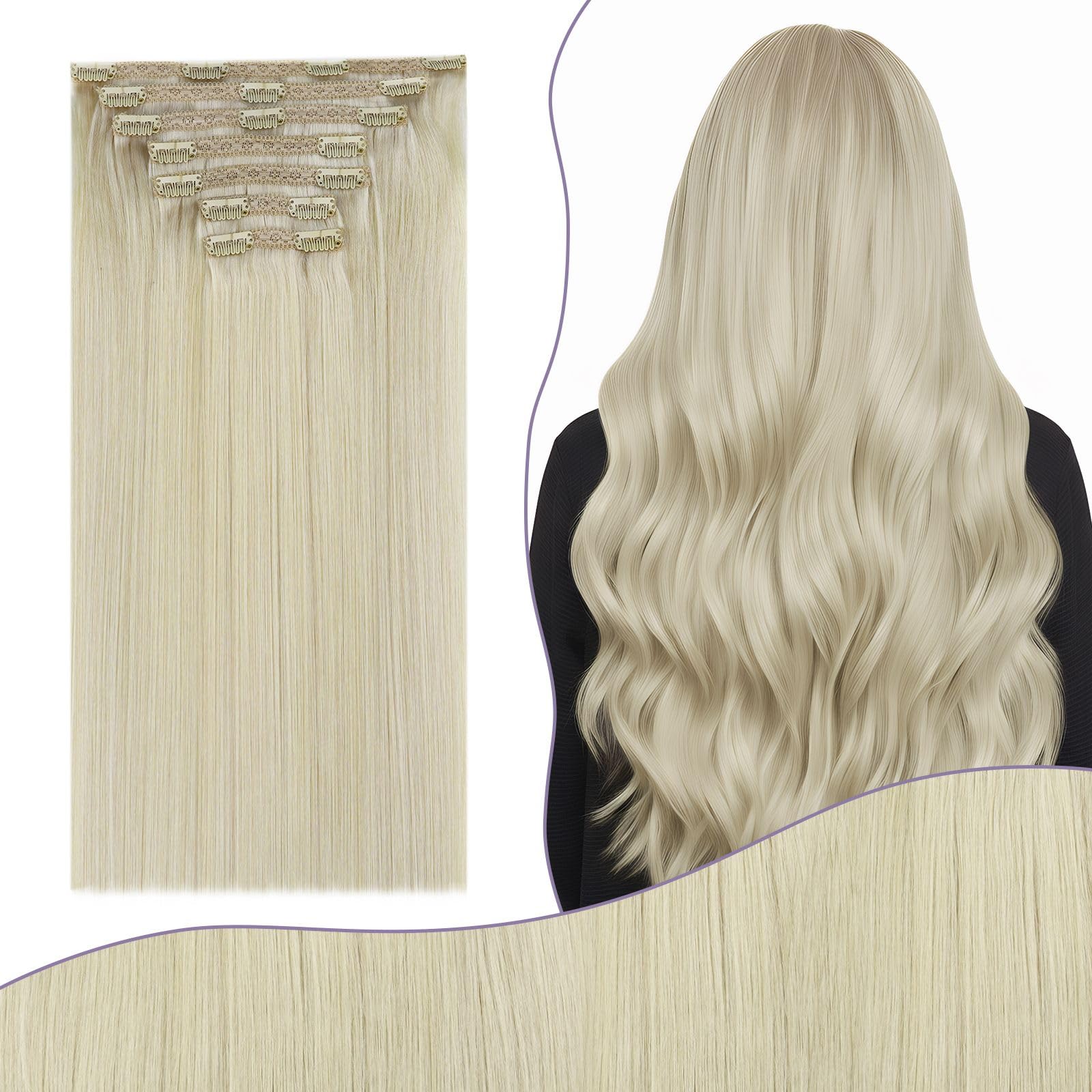Fshine Clip in Hair Extensions Human Hair Copper Hair Extensions 18 Inch 120 g 7 pcs Color 330 Natural Straight Hair Extensions for Women Real Human Hair — view 12