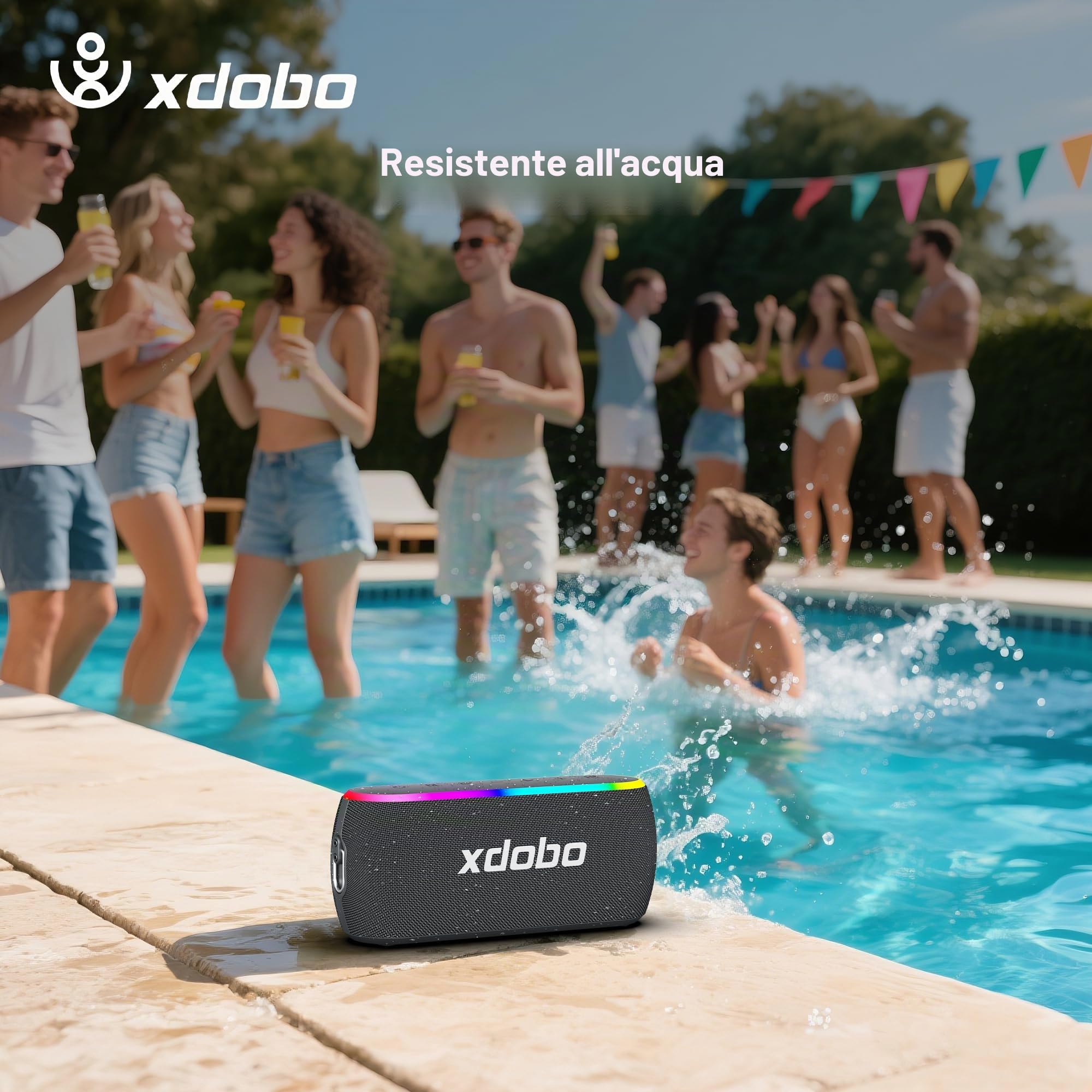 xdobo Altoparlante Bluetooth portatile X8 III, 60W con luci RGB, suono surround TWS, tipo C
