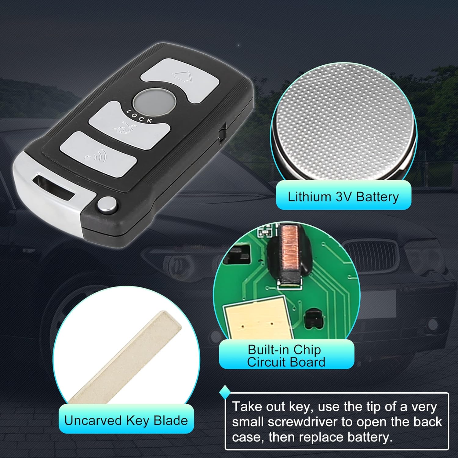 X AUTOHAUX 2pcs 315Mhz LX 8766 S Replacement Smart Proximity Insert Keyless Entry Remote Key Fob for BMW 7 Series 745i 745Li 760i 760Li 2002-2008 - Image 4