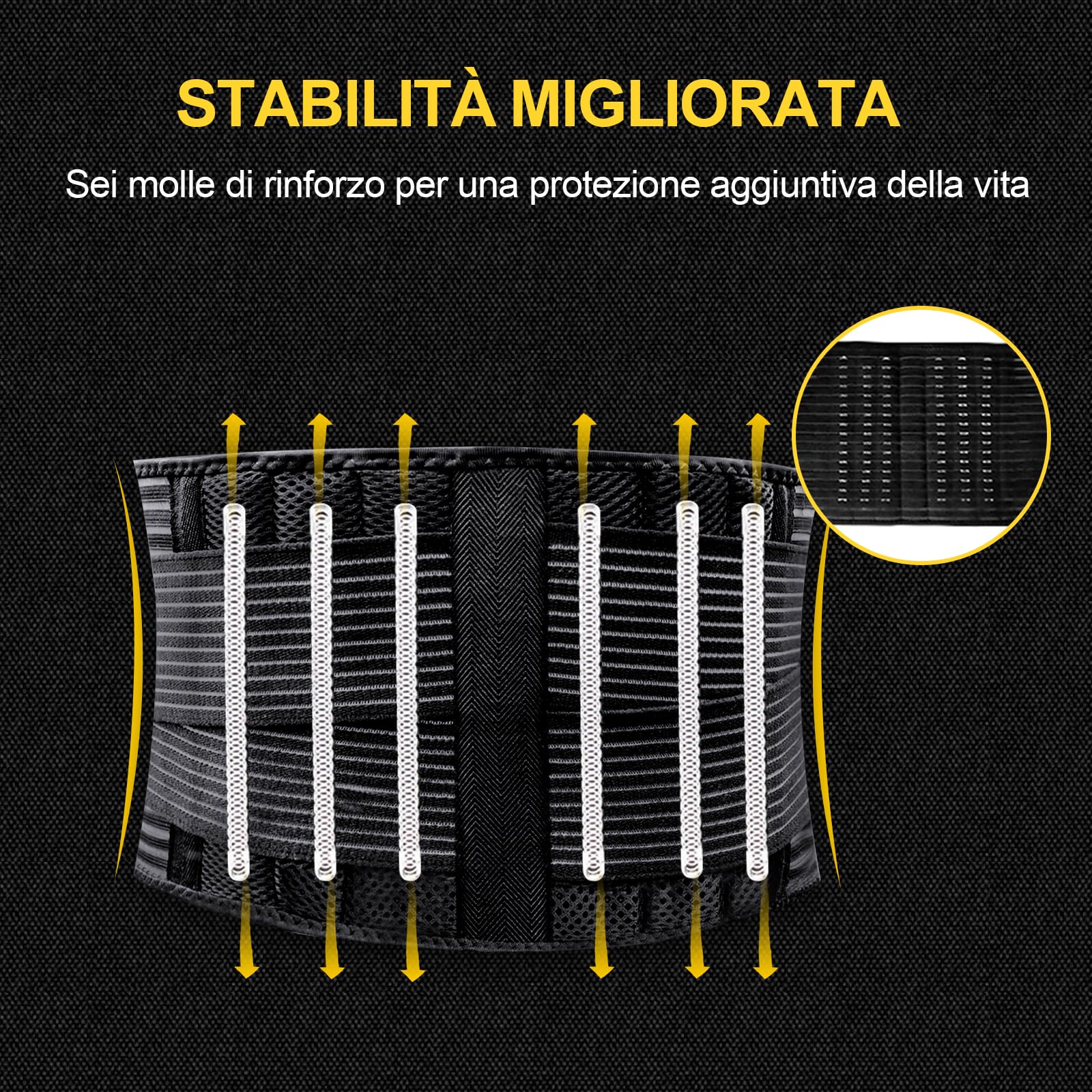 Fascia Lombare Supporto Schiena per Uomini e Donne Cintura Lombare con Molle - Foto 12 di 25