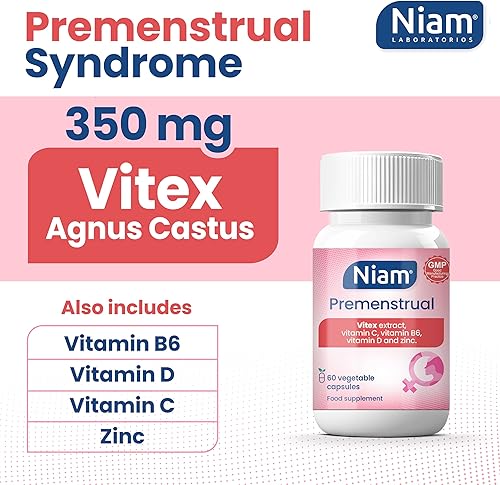 Miniatura 5 de Vitex Agnus Castus 350 mg Alivio del dolor menstrual y calambres PMS Equilibrio hormonal y apoyo del período Casteberry, vitamina B6, D, C y