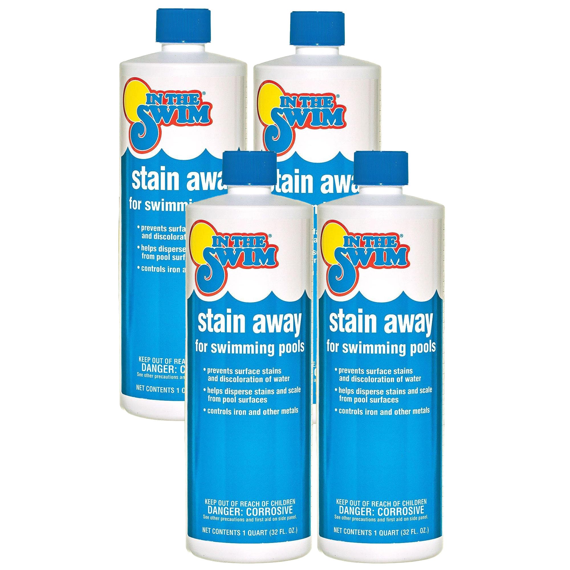 In The Swim Stain Away for Above Ground and Inground Swimming Pools - Removes Mineral Stains from Iron, Copper, and Magnesium in Swimming Pools - 4 x