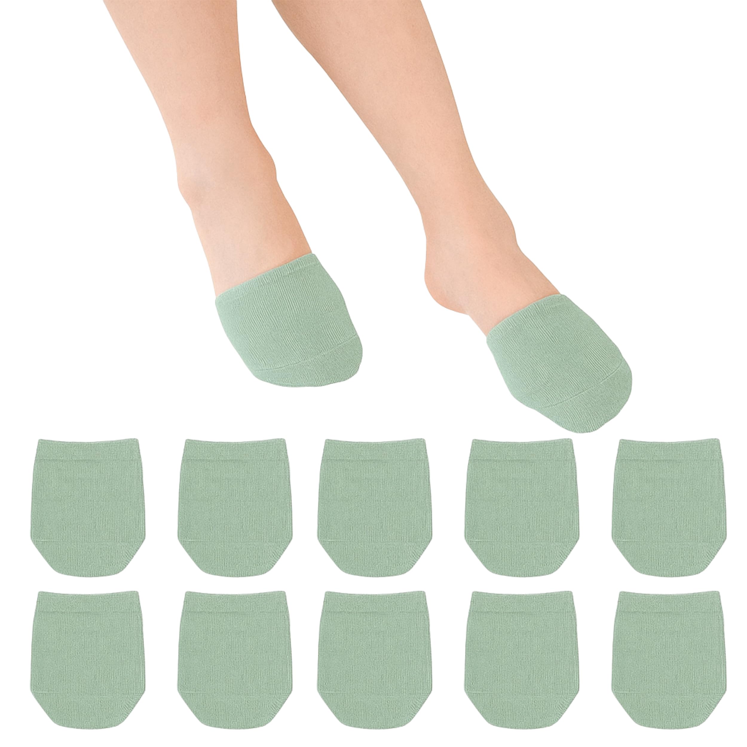 MARRON SMITH 5 Pairs Premium Cotton Mule Socks for Women Well-Made Toe Topper No-Show Liner Socks, Comfortable, Breathable (Mint)