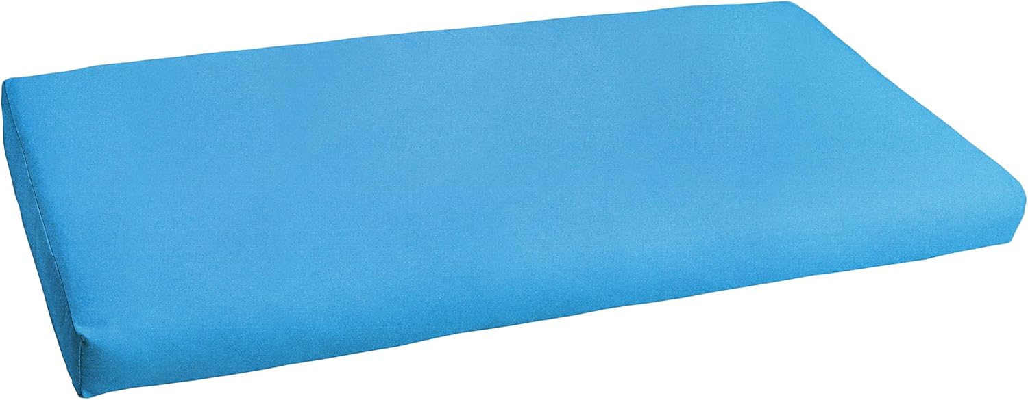 Sorra Home Sunbrella Bristol Bench Cushion with Round Front - Fade & Water Resistant, Outdoor & Indoor Long Patio Cushion with Plush Foam & Seat Ties - Canvas Capri (43" x 18" x 2")