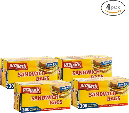 Miniatura 5 de ProPack Bolsas desechables de plástico para sándwich con tapa de cierre plegable, 1200 bolsas, ideales para el hogar, oficina, vacaciones, viajes,