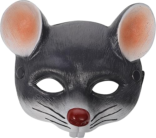Máscara de rata gris de carnaval, máscara de cabeza de rata cicatriz, máscara de media cara, máscara de ratón de animal, máscara de ratón 3D,