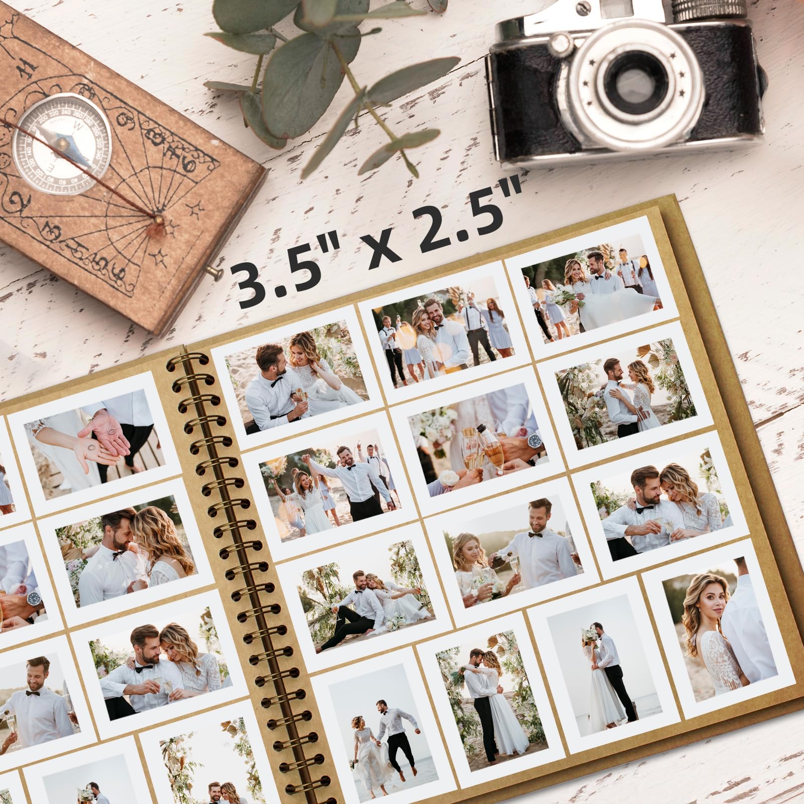 Álbum de fotos de papel kraft de tapa dura de 12 x 12 pulgadas, 100 páginas (50 hojas), perfecto para aniversarios de boda, recuerdos familiares y pequeños proyectos de álbumes de recortes