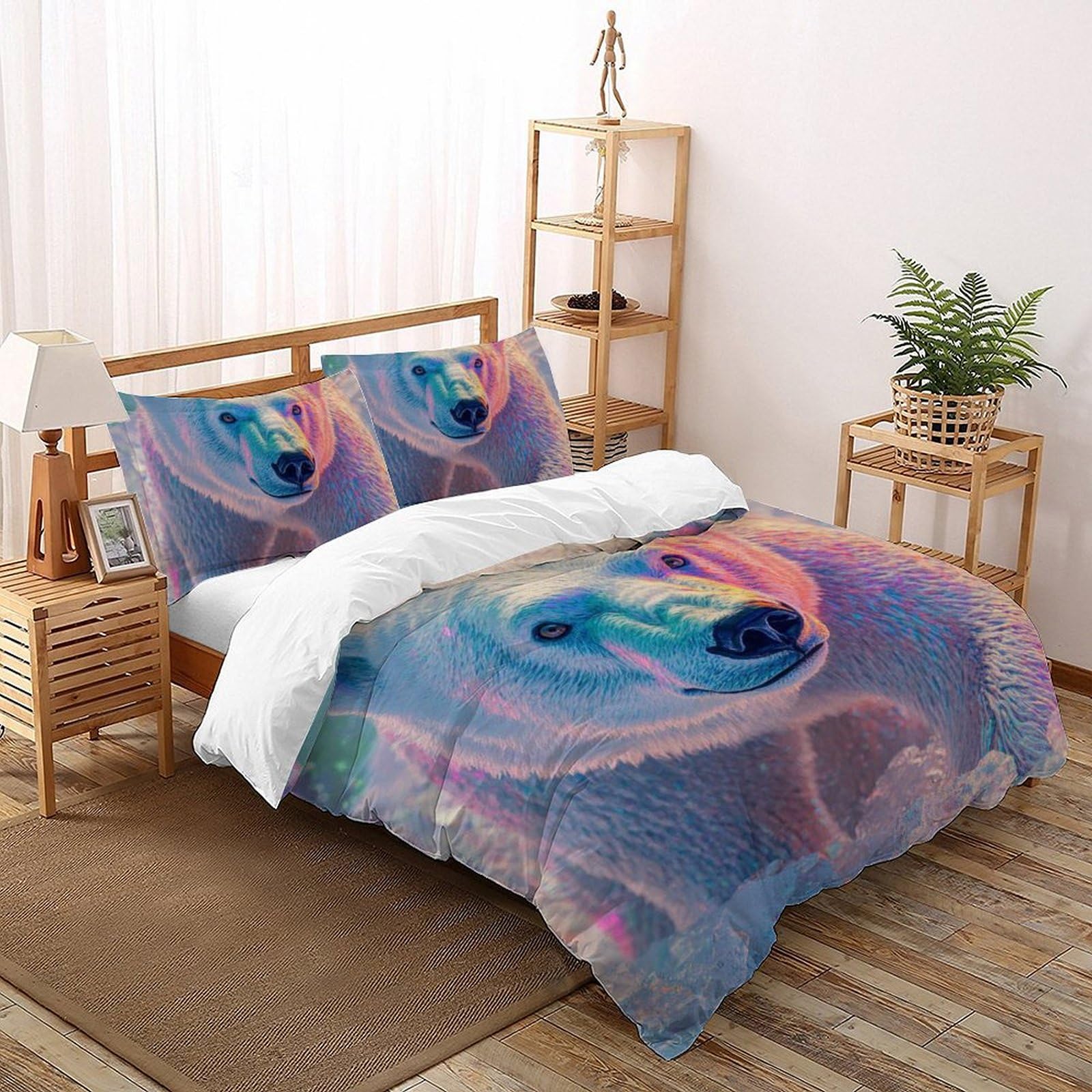 Parure de lit ours polaire 3D grand confort en microfibre respirante 200x200 cm
