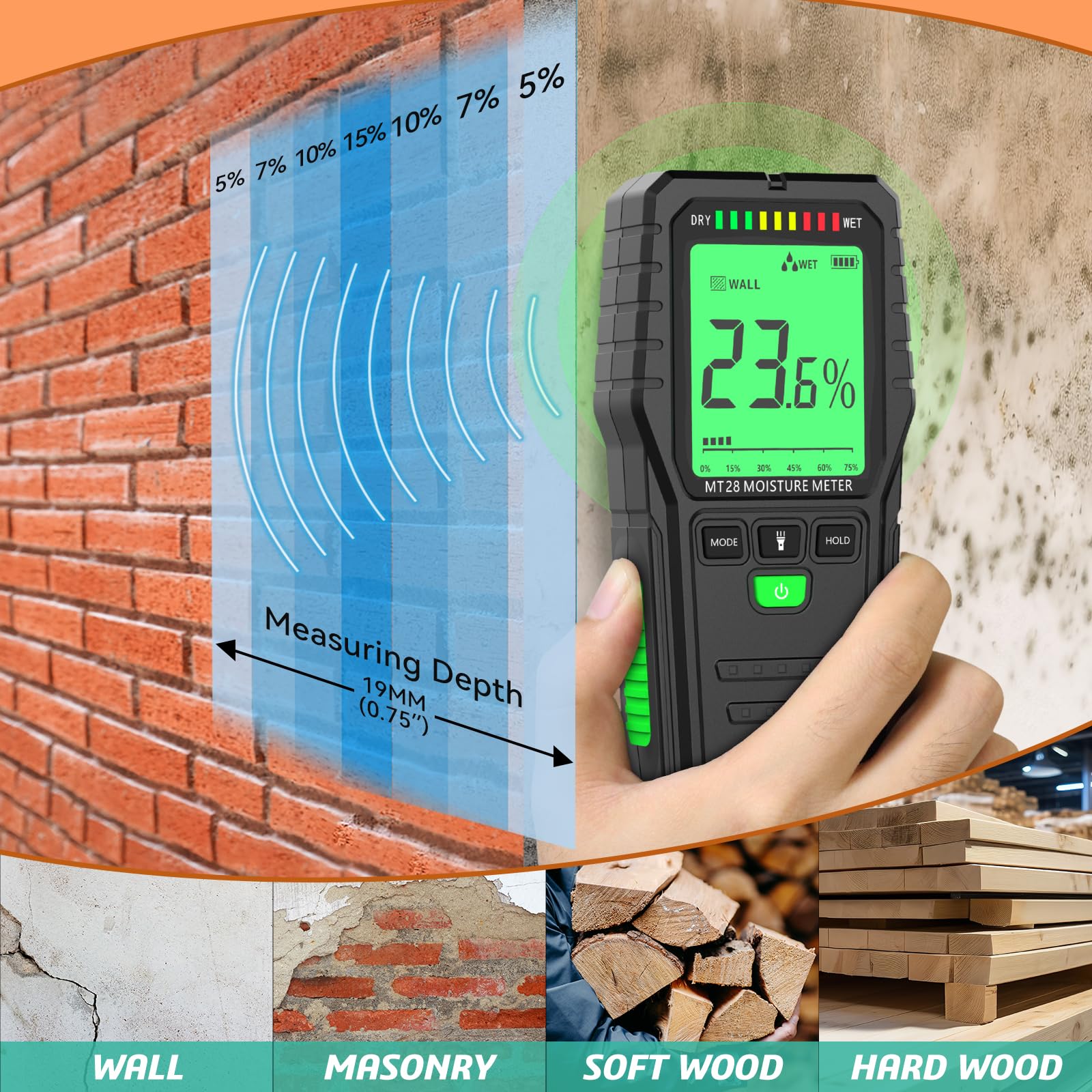 RDINSCOS Pinless Moisture Meter — Amazon image 4