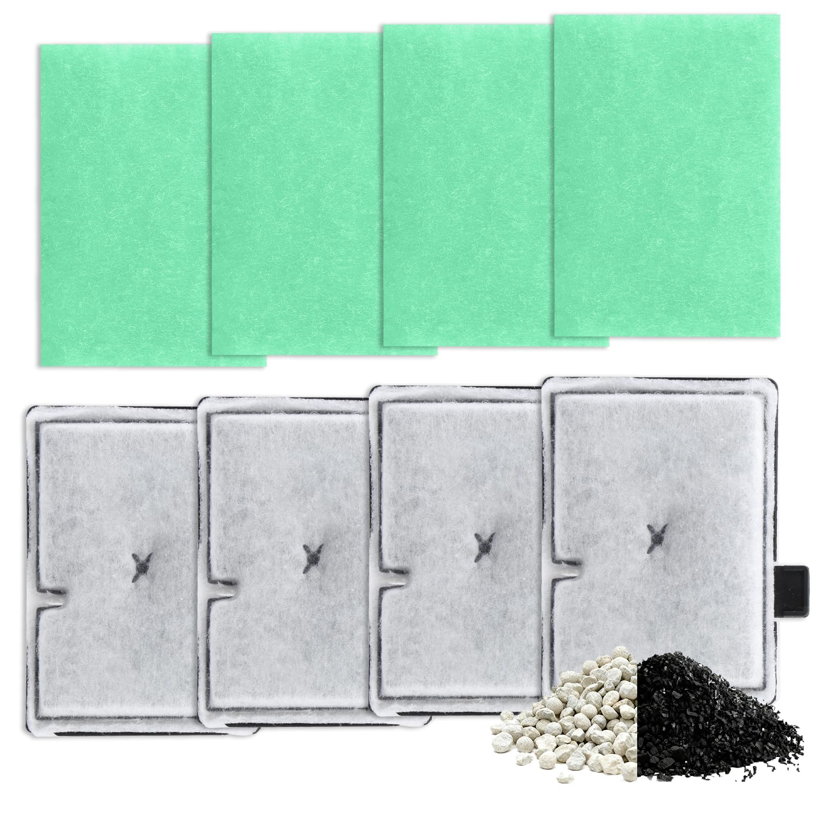 Xueniu 8Pcs Four-Month Service Kit Compatible with Interpet Internal CF1 Cartridge Filters with 4pcs Filter Cartridges and 4pcs Algaway Pads for Interpet Filter Aquarium Maintenance