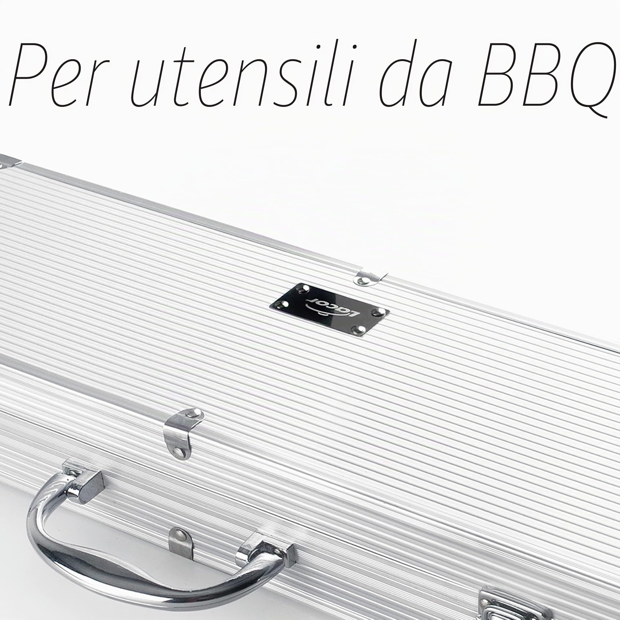 Lacor 60260 - Custodia per utensili barbecue, interno foderato, contiene 5 | Utensile professionale duraturo; progettato per prestazioni ottimali e una pulizia rapida in lavastoviglie