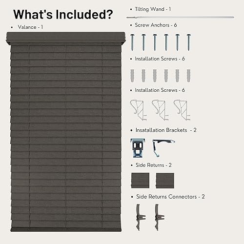 Miniatura 3 de CHICOLOGY Persianas de madera sintética, persianas de madera, persianas de ventana, tratamientos de ventana, persianas y persianas, persianas para