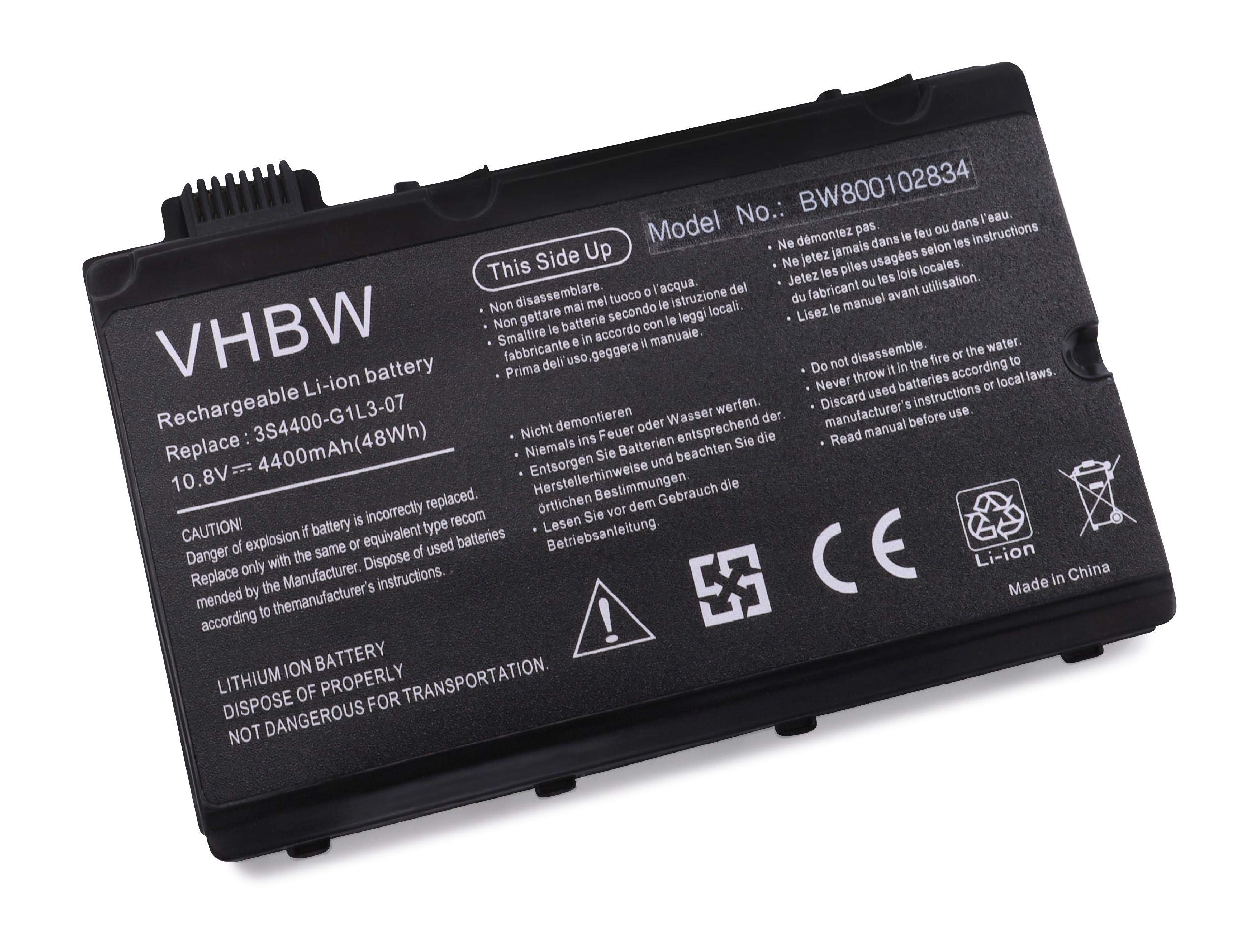 Vhbw Batteria Di Ricambio Per Notebook Fujitsu-Siemens Amilo (Li3710, Pi3660, Pi3560, Li3910) - 5200mAh, 11,1V, Ioni Di Litio, Sostituisce 3UR18650 - 2