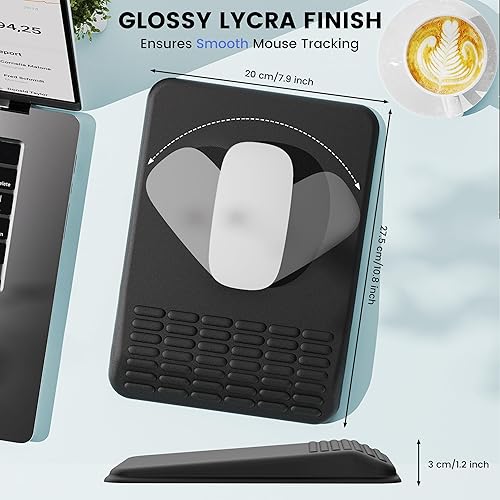 Miniatura 5 de MEKASS Alfombrilla ergonómica para ratón con soporte de muñeca, reposamuñecas para aliviar el dolor del túnel carpiano, espuma con memoria con Negro