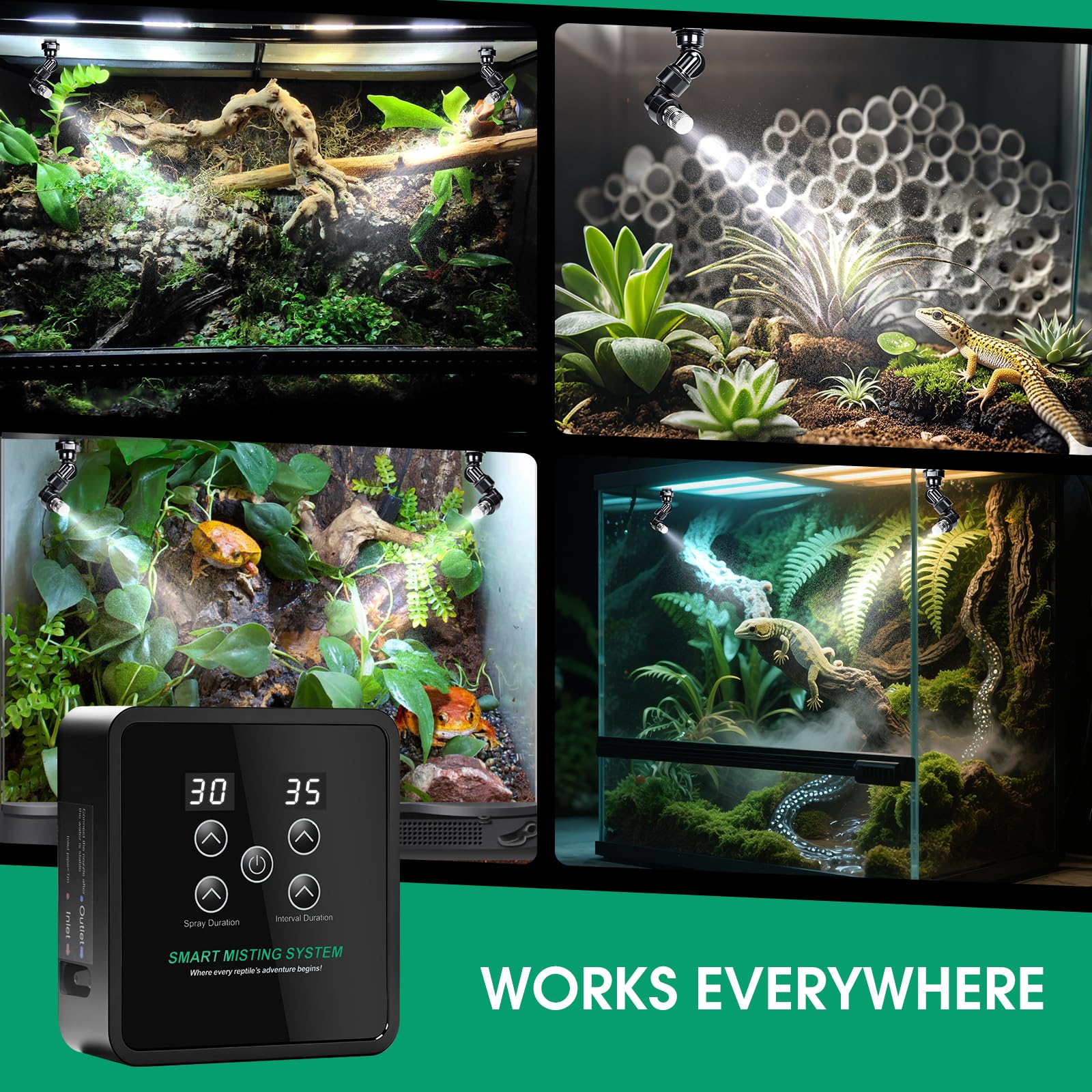 Humidificador de reptiles, sistema de niebla de reptiles