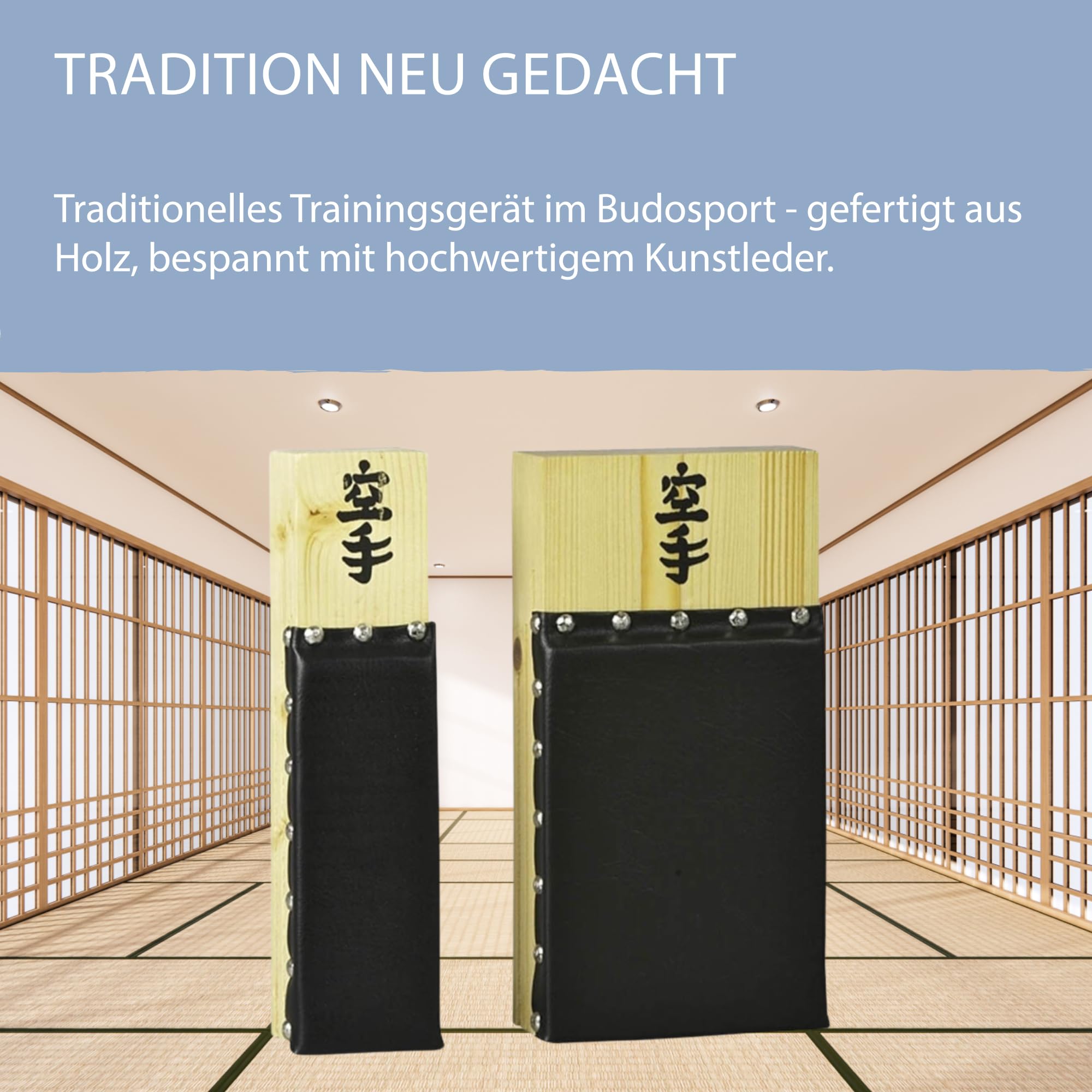 Ju-Sports Makiwara Kunstleder Schlagpolster Kampfsport 1 STK I Traditionelles Trainingsgerät im Budosport I Aus Holz I Für die Wand