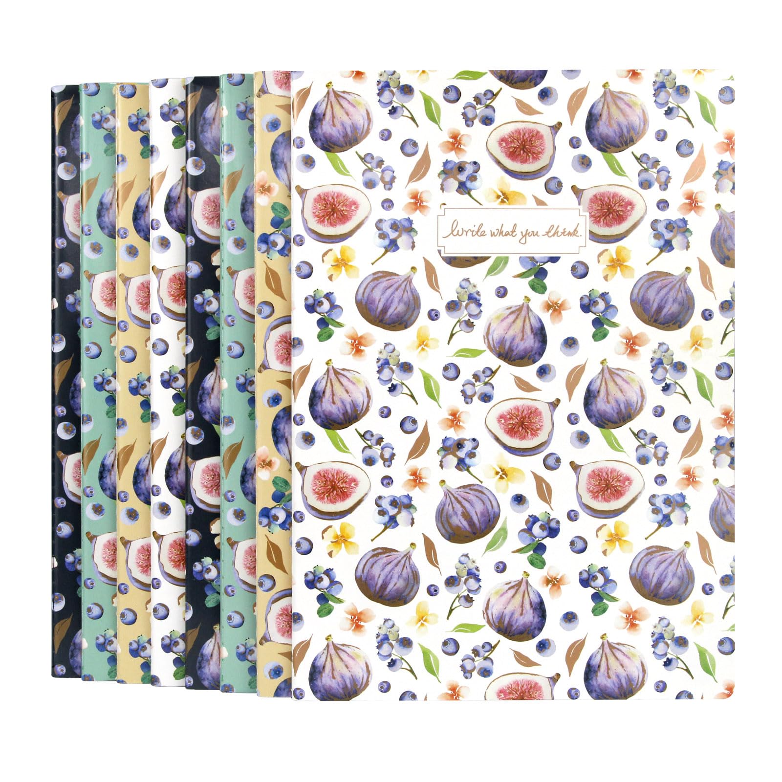 WETLOTE A4 Lined Exercise Books, 8-Pack, 96 Pages Each, Soft Cover Stitched Notepads - Fig Pattern, Ideal for School, Study, Office & Note-Taking