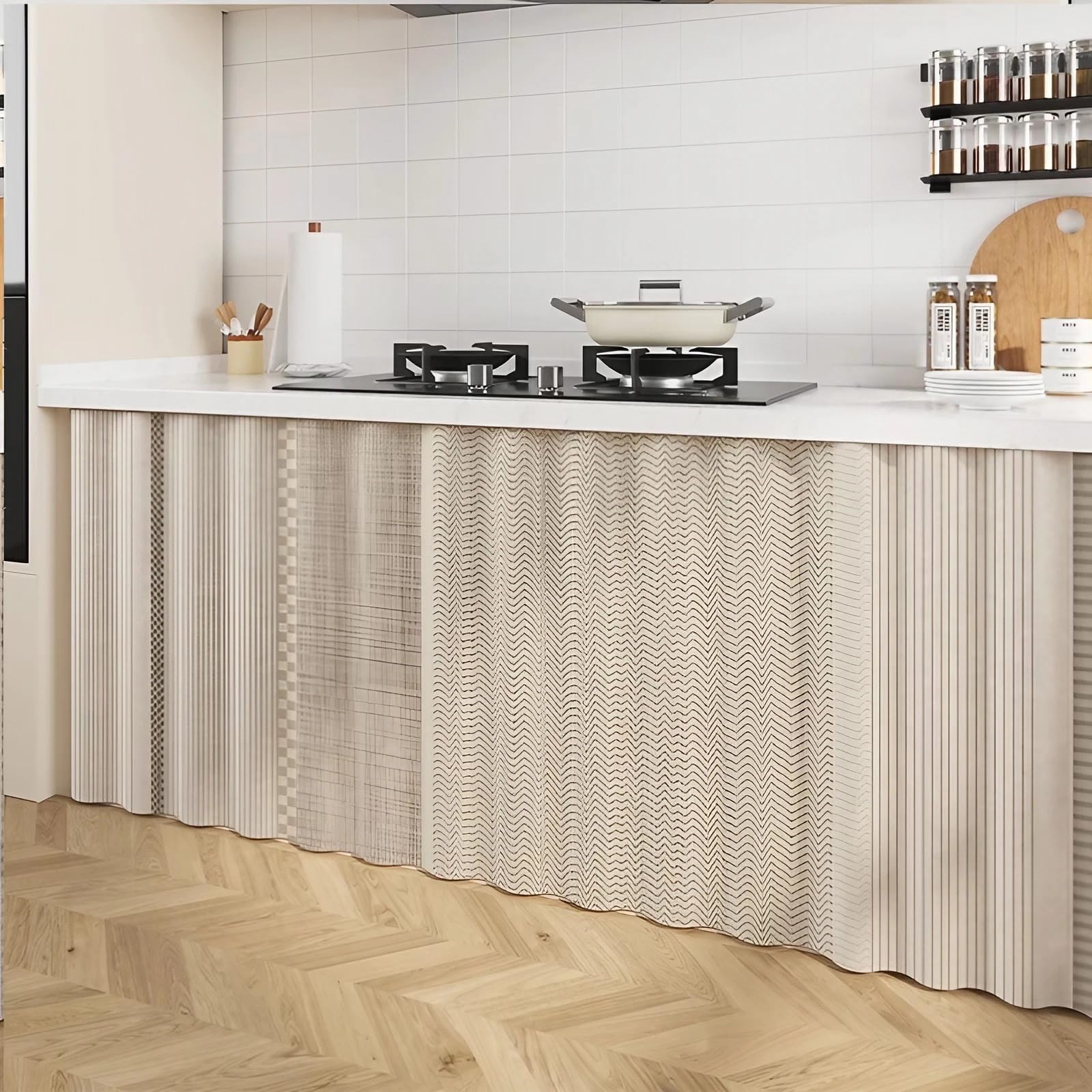 Cortina de cocina antipolvo con tejido denso para gabinetes y estantes