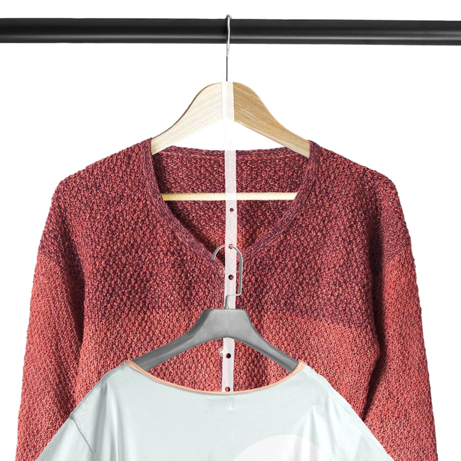 Tiras de Plástico Transparente Paquete de 10 Piezas para Perchas Resistentes 10 Diseño Multifuncional para Almacenamiento en Armarios y Tiendas de Ropa