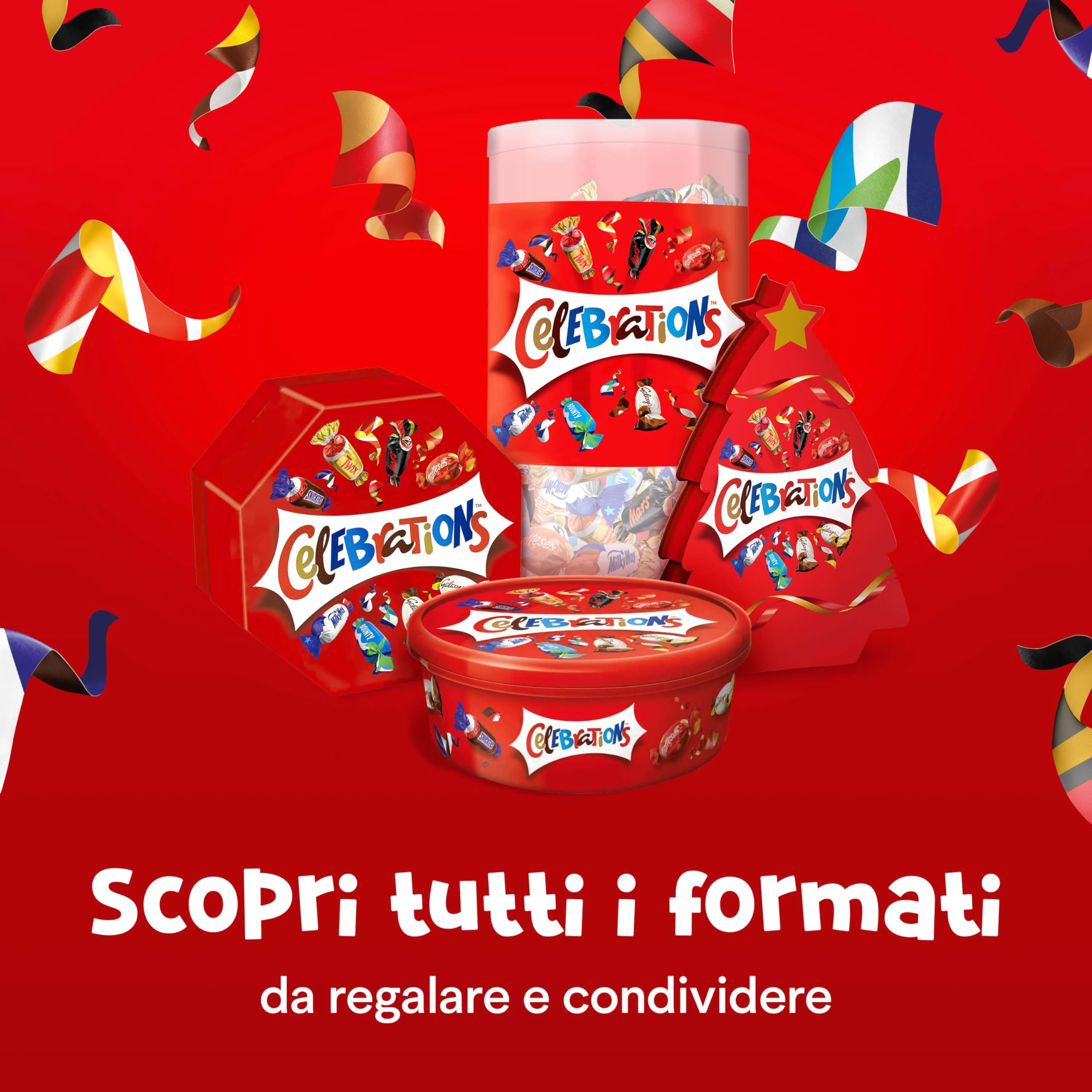 Celebrations, Snack Assortiti al Cioccolato, Praline Miste al Cioccolato Mars, Bounty, Snickers, Twix, Maltesers e Altri Ancora, 8 Scatole da 196g, Cioccolatini Natalizi
