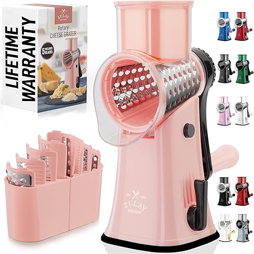 Miniatura 28 de Zulay Kitchen Rallador Rotativo de Queso de 5 Cuchillas Rallador de Queso - Rallador de Queso Manual de Manivela con Succión Reforzada y 5 Tambores