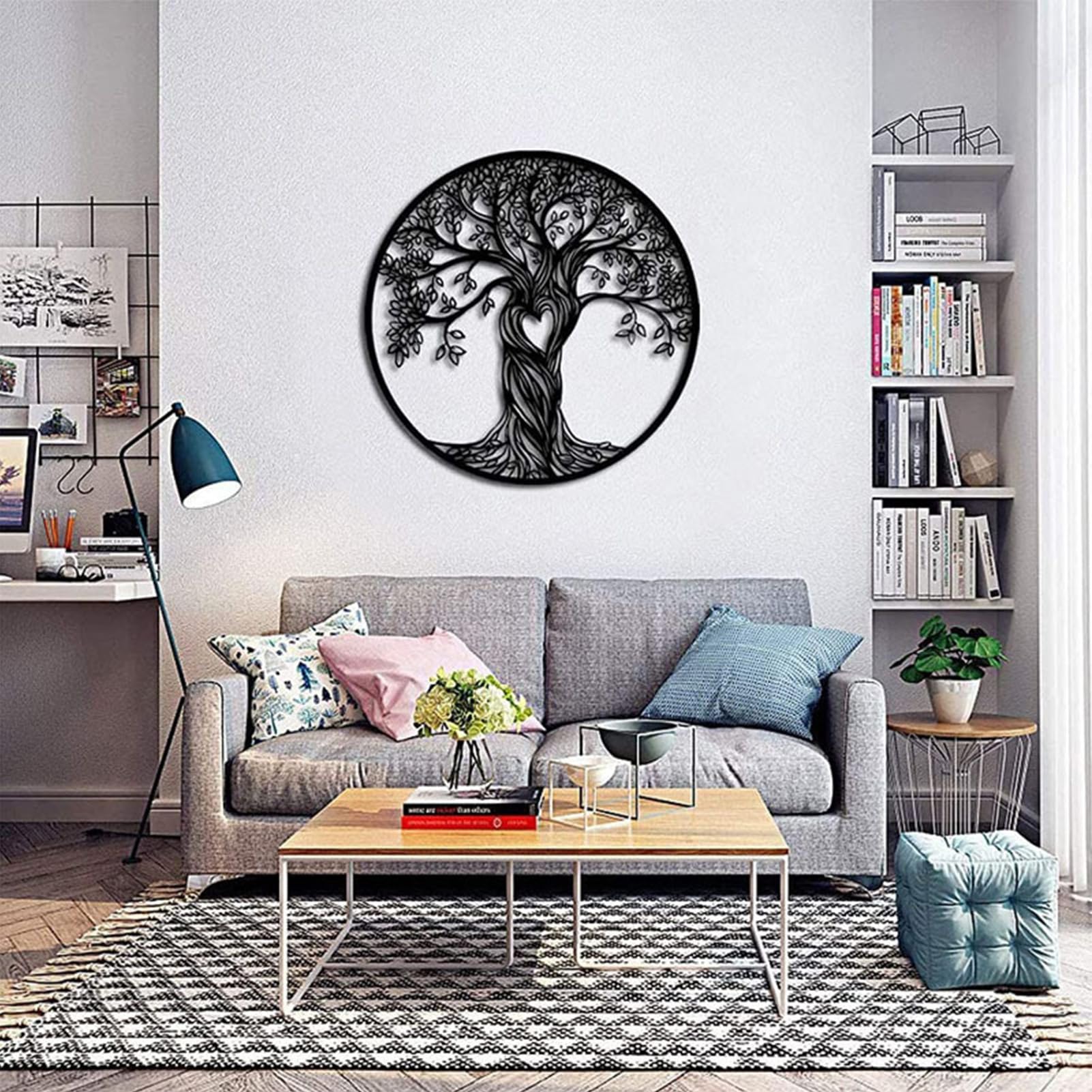 Metalen levensboom kunst, boomsculptuur kunst aan de muur - Levensboom kunst metalen wanddecoratie sculpturen,Minimalistische silhouetmuurkunst, ronde metalen decoratieve muurkunst, metalen Cenmoo Metalen levensboom kunst, boomsculptuur kunst aan de muur - Levensboom kunst metalen wanddecoratie sculpturen,Minimalistische silhouetmuurkunst, ronde metalen decoratieve muurkunst, metalen Cenmoo