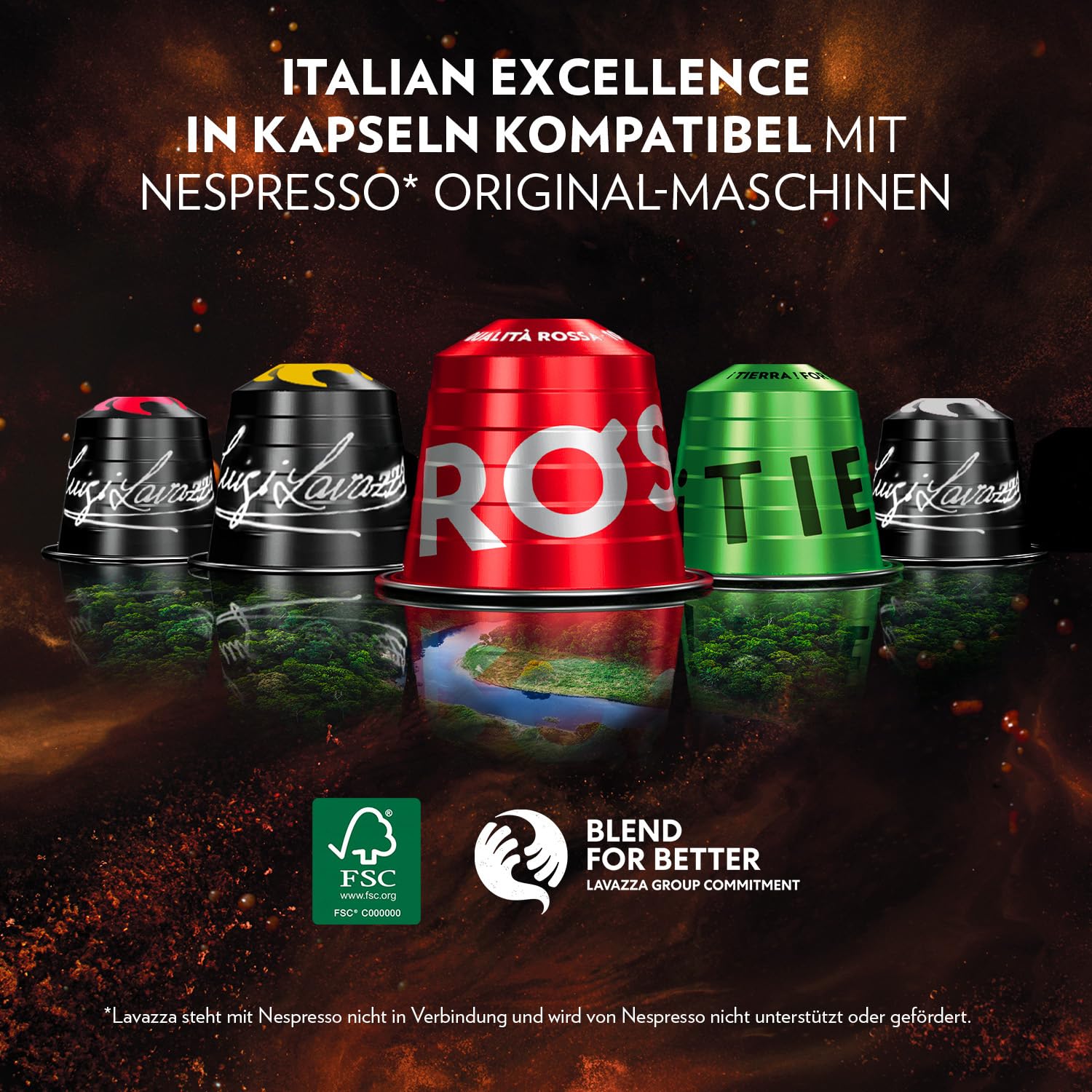 Lavazza Espresso Tierra For Planet Bio-Organic 10 x 10 Aluminiumkapseln kompatibel mit Nespresso* Originalmaschinen