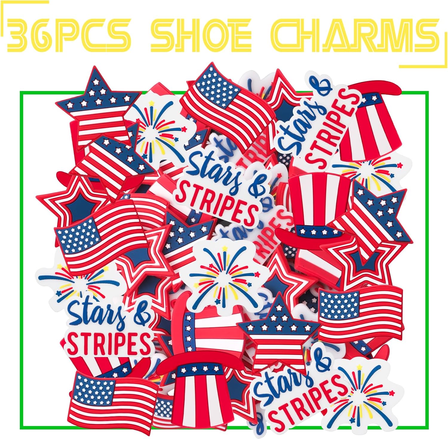 36pcs 4th of July Shoe Charms Cute Shoe Decoration Charms for Teens Kids Adults, Independence Day Party Favors Accessories image 3