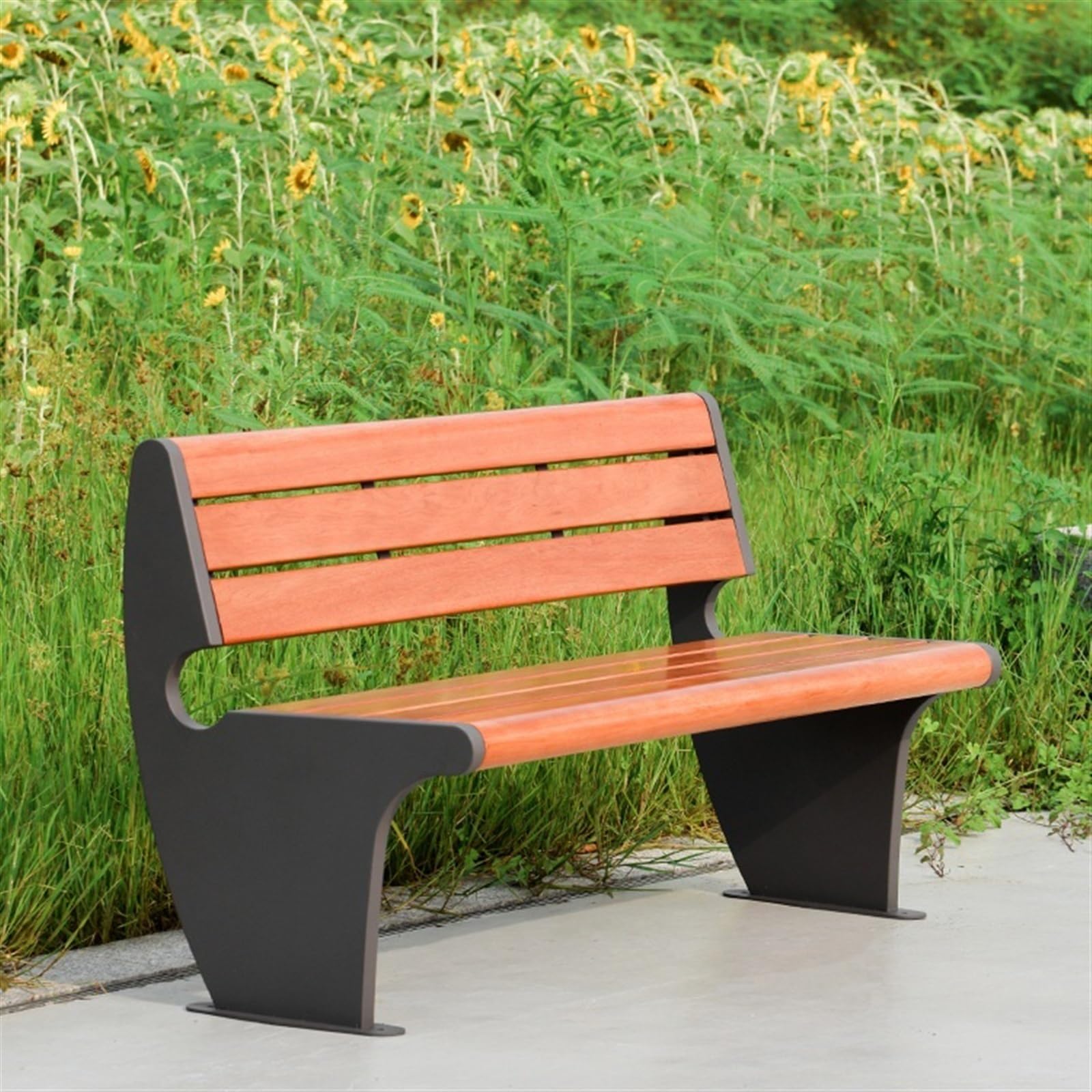 SDdPulse Sedie da portico, panca da giardino con schienale, robusta struttura in metallo e sedili in legno massello, sedie moderne per il tempo libero all'aperto per giardino, cortile, backya