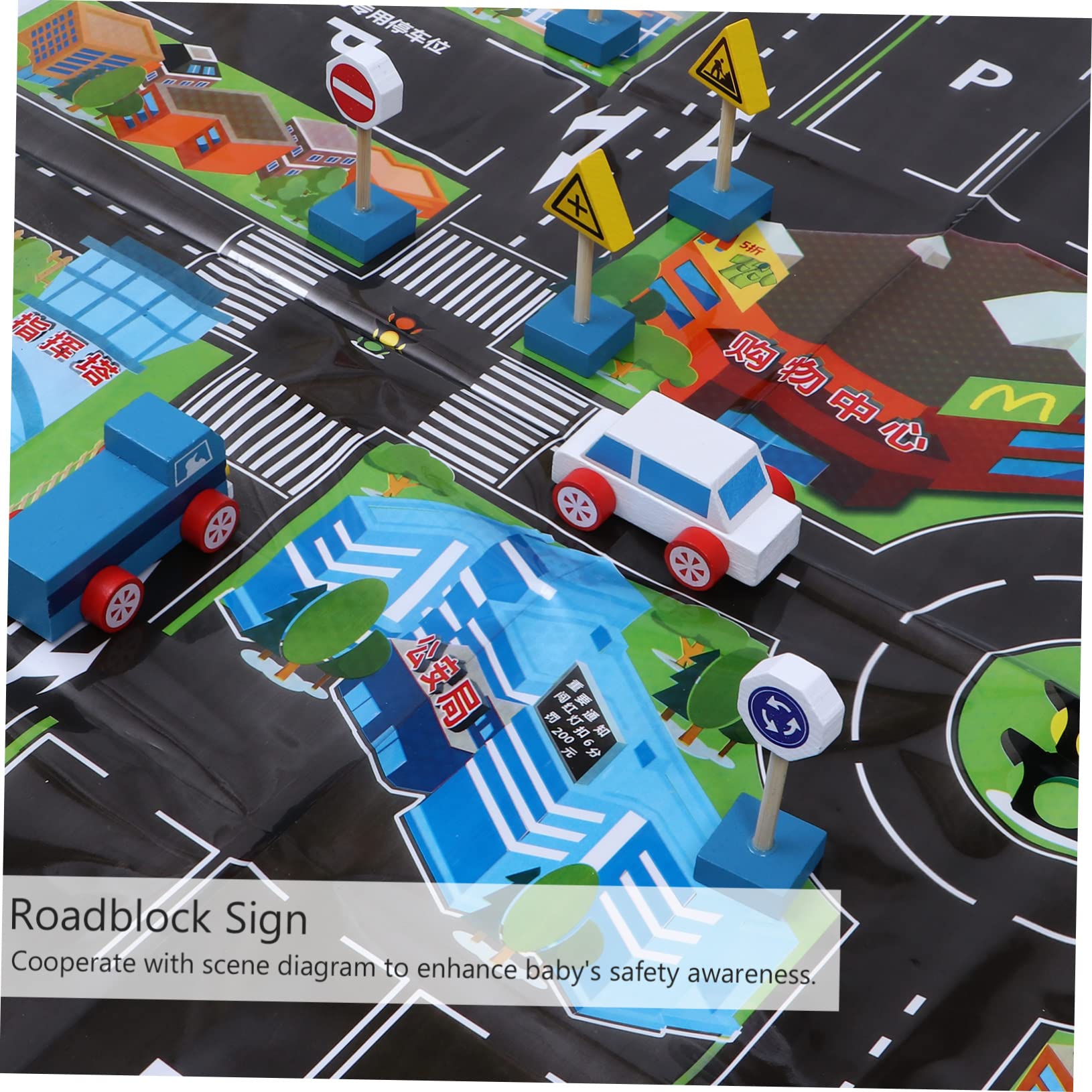 Jouet Panneaux Routiers en Bois pour Garçon et Filles, Bloc de Construction Facile à Tenir et Pratique à Transporter, pour Apprentissage Sécurité Routière