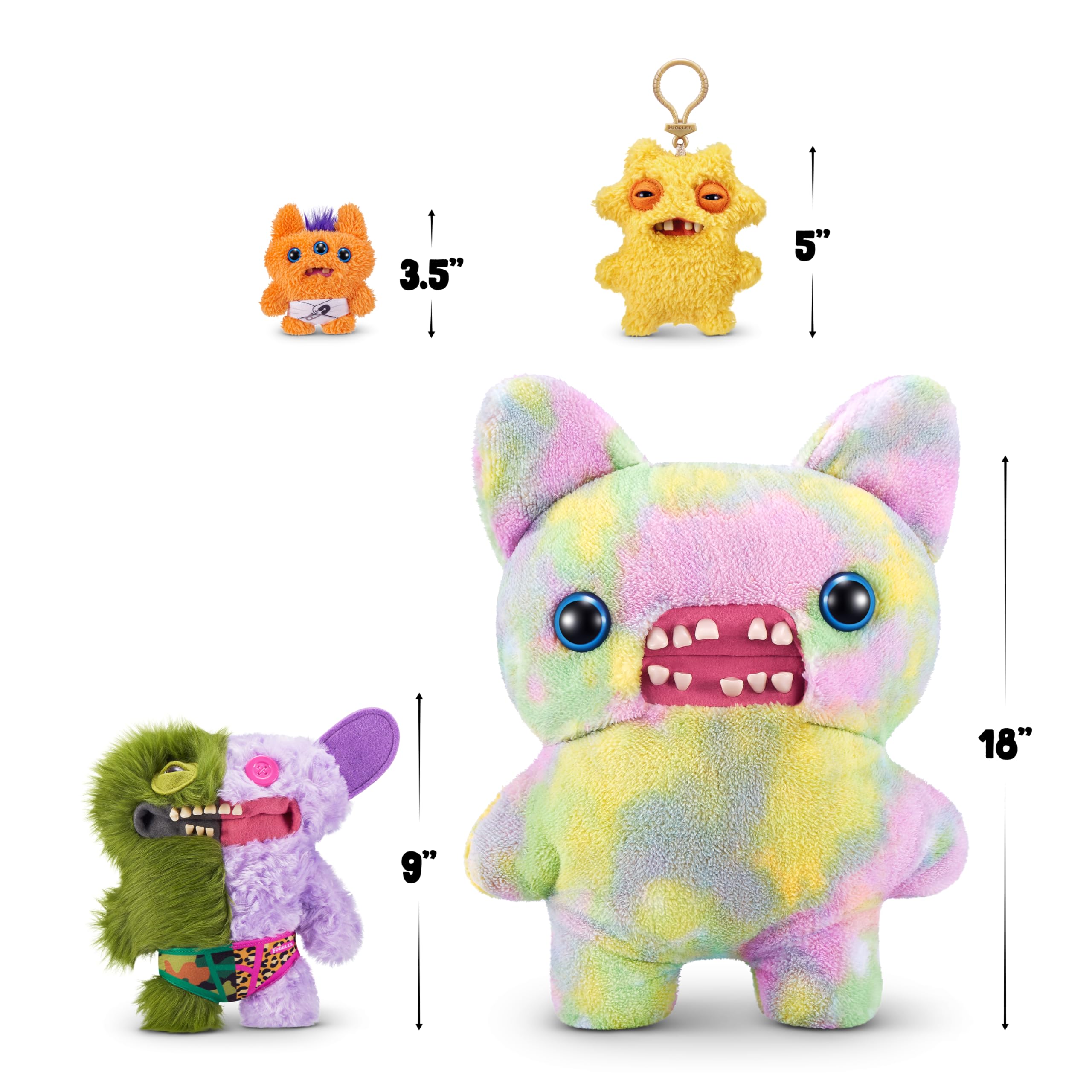 Fuggler Misfit Monsters 9-inch Series 1 (Captain-Undergrin - Green & Lilac Long & Curly pile) by ZURU, Funny Ugly Monster Plush Toy - Image 4