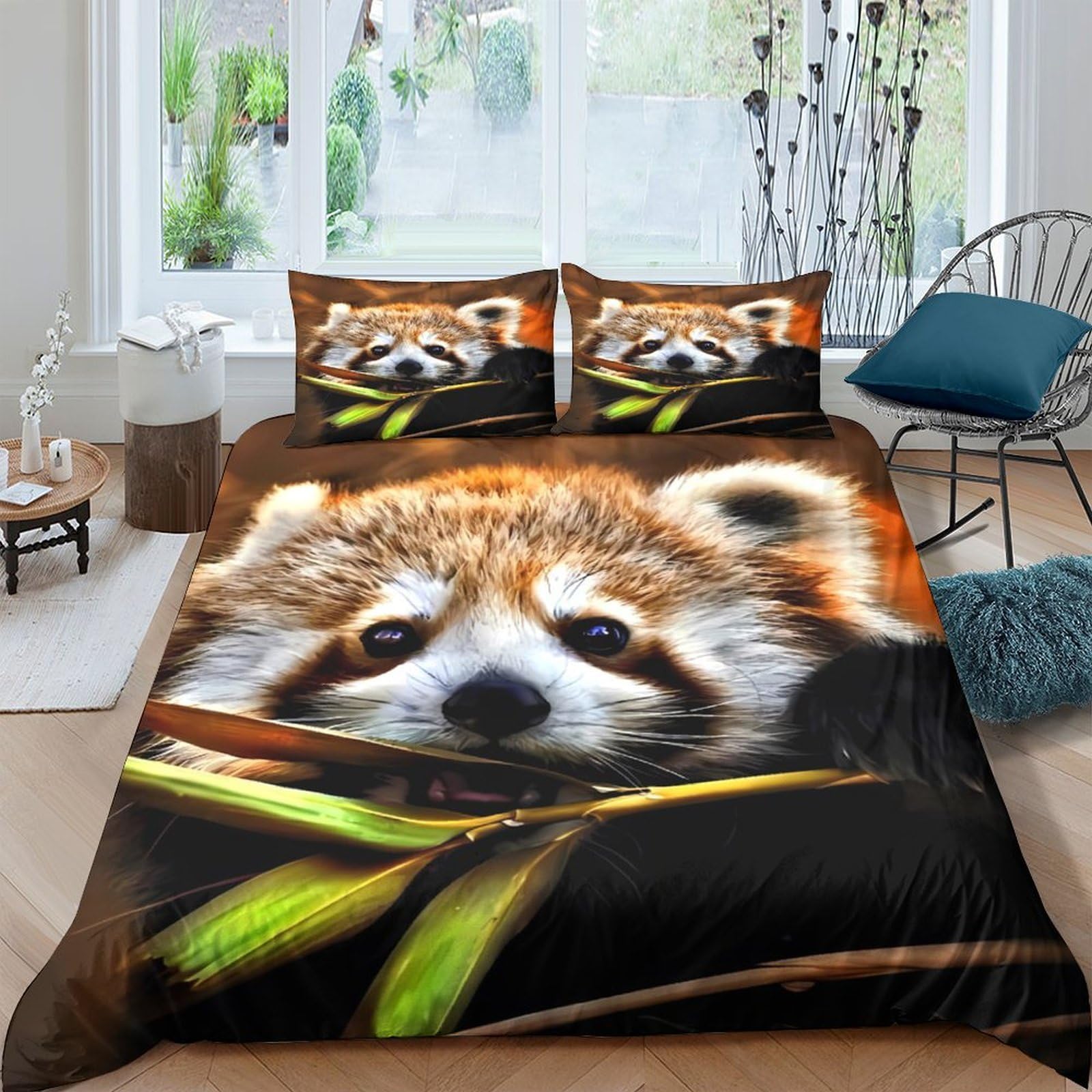 Ctjqhvkz Style-2 3D Printed Red Panda Fitted Sheet Microfiber Soft Animal Pattern Bed Sheet For Bedroom Dorm Decor Mattress Cover Single（135X200cm）