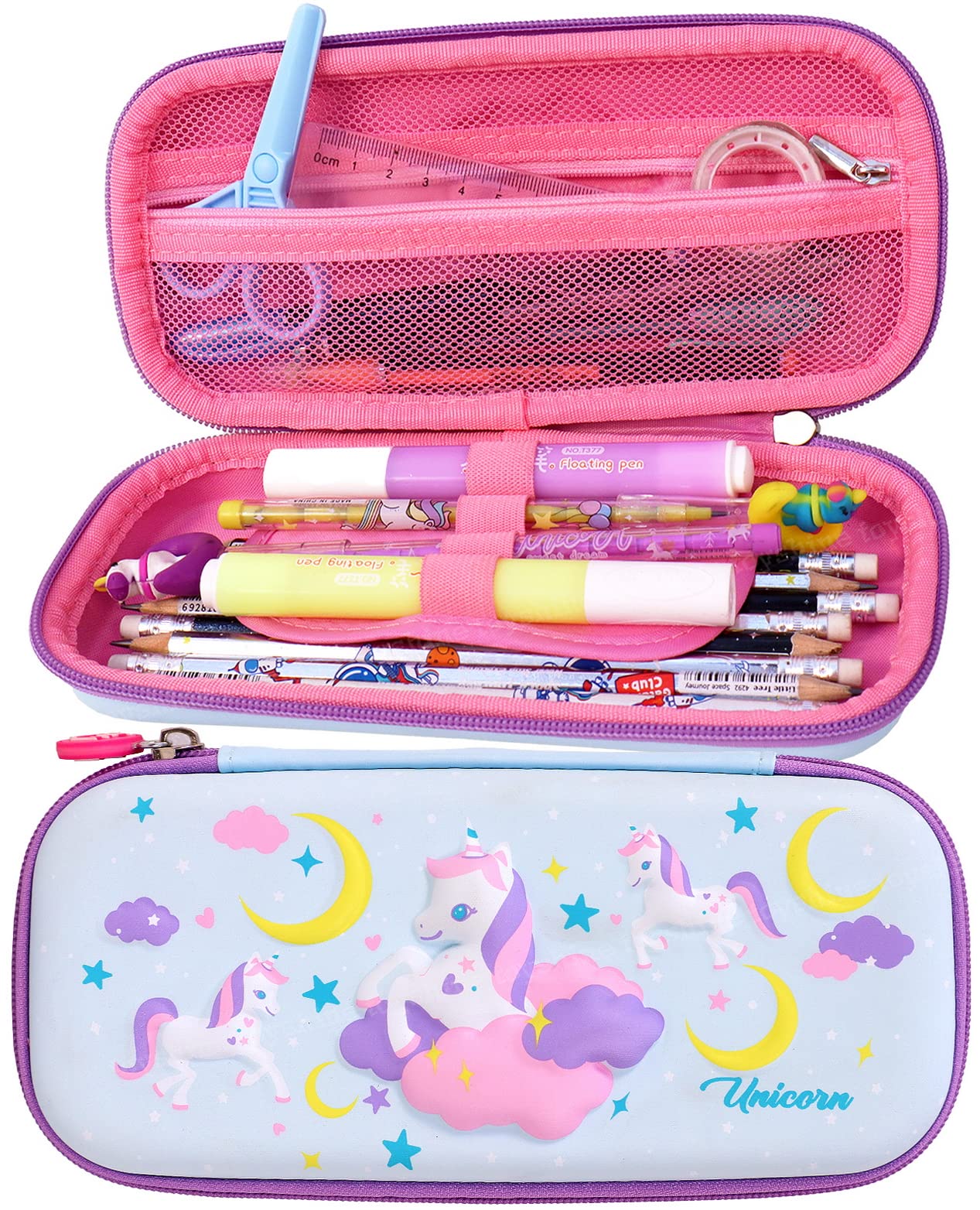 Toyshine Daisy Unicorn Hardtop Pencil Case With Multiple Compartments - Kids School Supply Organizer Students Stationery Box - Girls Pen Pouch - Blue - Ethylene Vinyl Acetate (EVA) (B0B1WQFC8T) Amazon Price History, Amazon Price Tracker