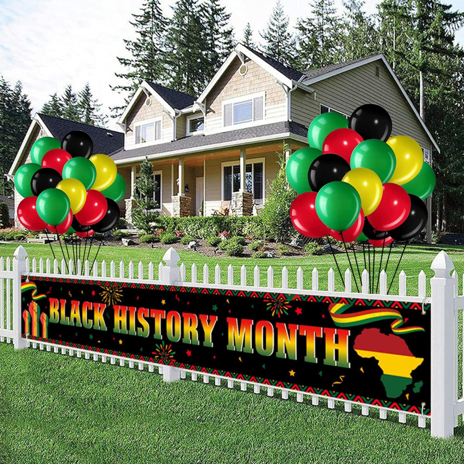 Black History Month Banner with Balloons African American