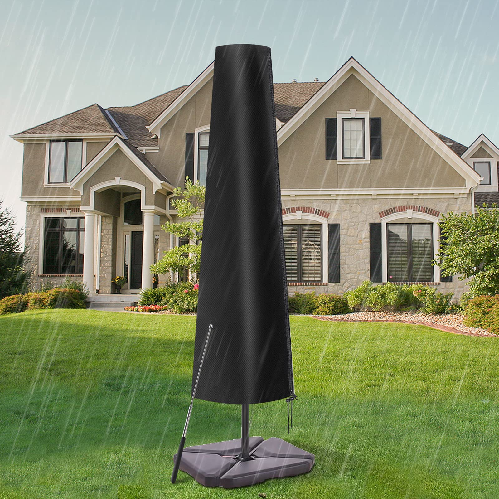 Amazon.com : ESSORT Outdoor Parasol Covers 600D Heavy Duty Oxford Super Waterproof Patio Umbrella Cover with Zipper & Rod, Garden Market Umbrella Parasol Covers for 8-11ft Backyard Umbrella : Patio, Lawn &