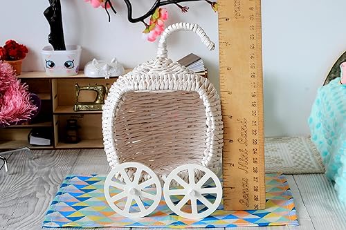 Miniatura 8 de Cinderella carriage, fairy tale wicker pumpkin stroller. Miniature white handmade