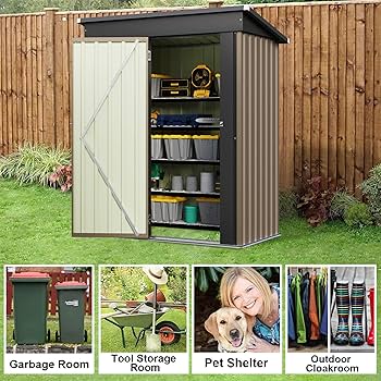 Amazon | JUMMICO (ジュミコ) 金属製屋外用物置 5 x 3フィート