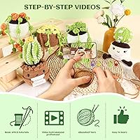 Vista 5 de AMDAILY Kit de ganchillo para principiantes para adultos, kit de ganchillo para principiantes con video tutorial paso a paso, suministros para tejer