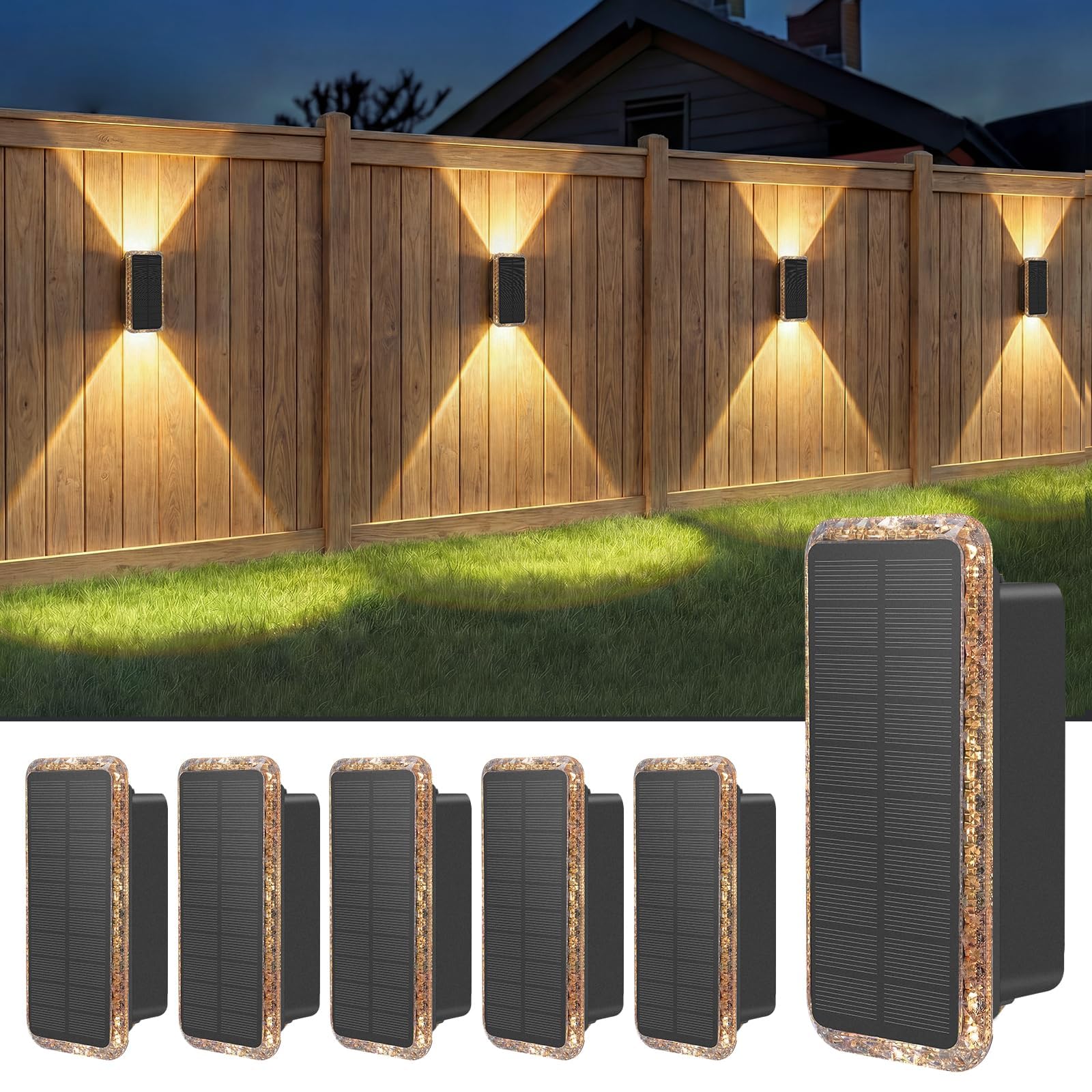 vighep Solar Wandleuchte Außen 8er-Set, Up & Down Leuchte Solar mit 5 Farbtemperaturen 3000K–6000K, IP65 Wasserdicht, Solarlampen für AußenWand und Gartenzaun, für Hauswand, Terrasse, Balkon, Eingang