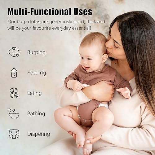 Miniatura 3 de HIPHOP PANDA Paños de muselina para eructos, paquete de 10  Grandes 20 x 10 pulgadas  Ultra absorbentes y suaves, 100% algodón esencial para bebé,