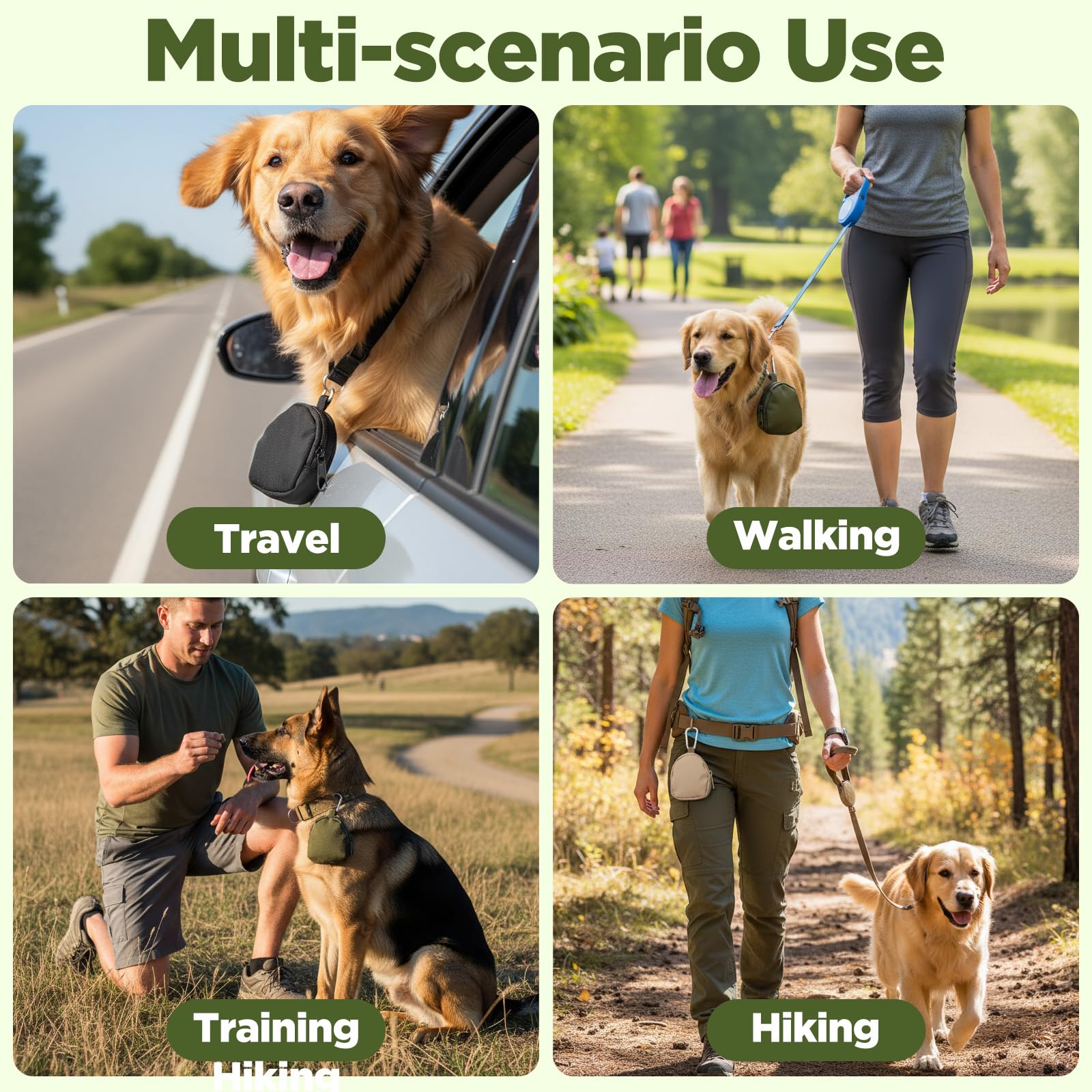 3 Stück Leckerlibeutel für Hunde Leckerlitasche für Hundetraining Futterbeutel mit Karabiner Kleine Leckerli Beutel Freihändige Trainingstasche for Haustiere Katzenfutter Hundefutter