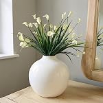 Willowy 10 Inch Porcelain Vase - White Ceramic Vase, White Vases for Decor, Decorative Vase, Ceramic Vases for Home Decor, Farmhouse Vase, Large White Vase for Pampas Grass, Modern Vase