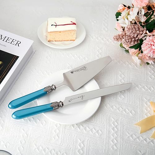 Miniatura 4 de Juego de cuchillo y servidor para pastel (azul)